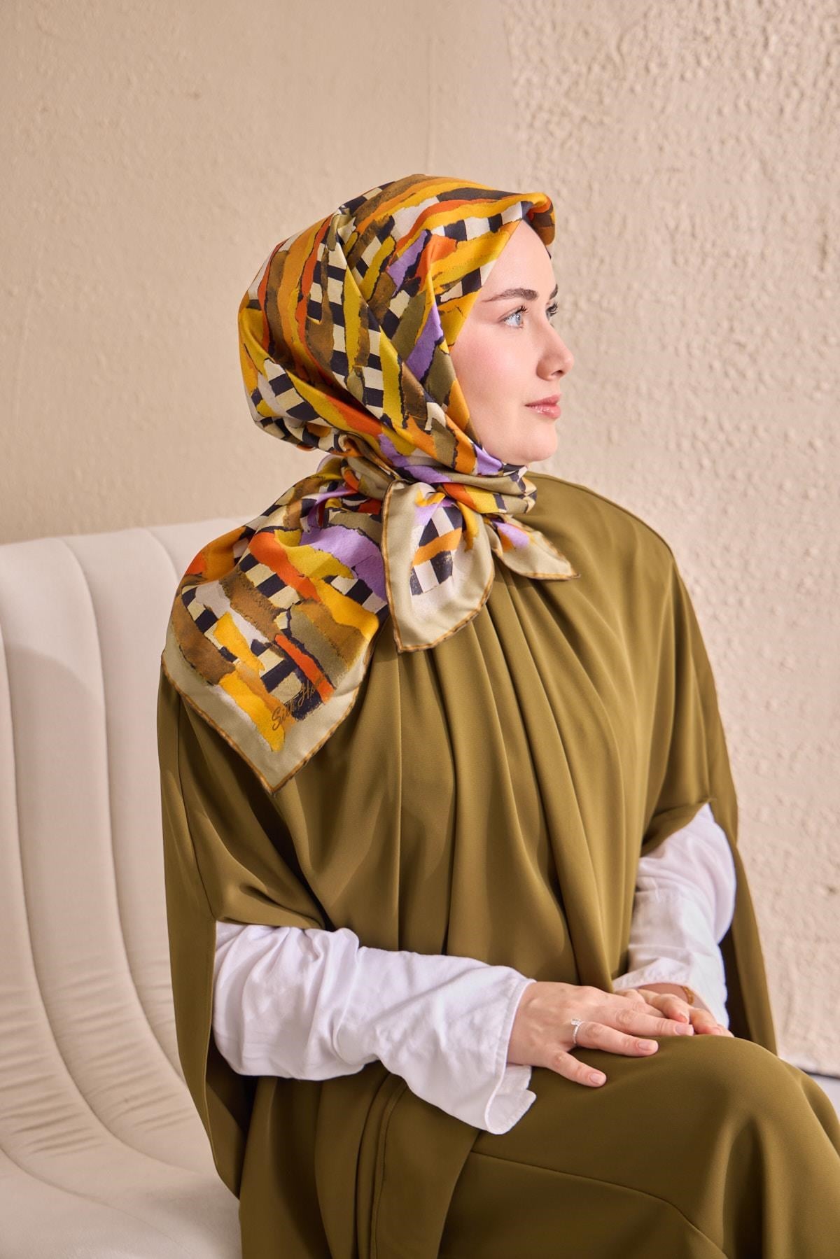 Twill İpek Eşarp Şerit Turuncu