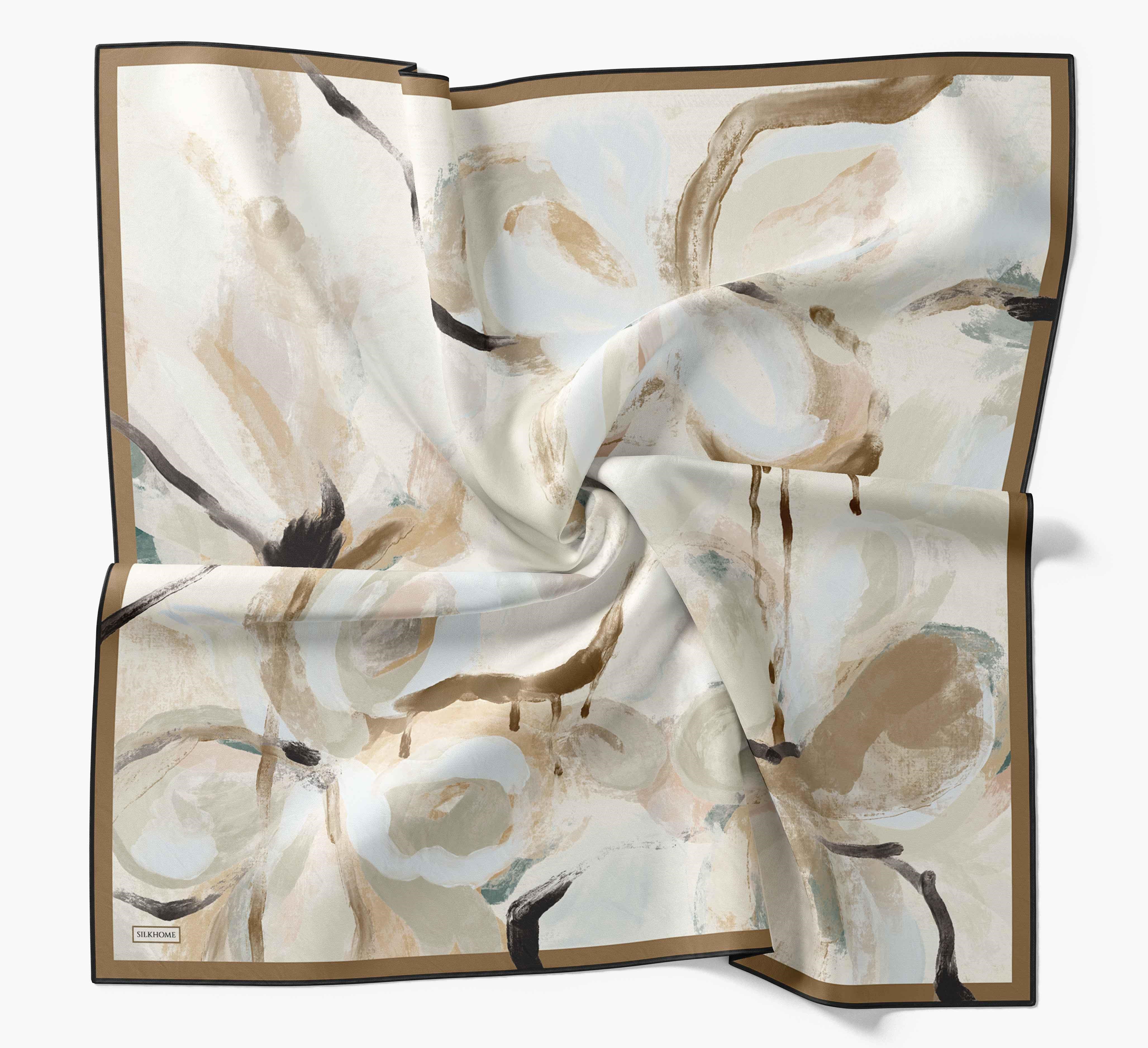 Twill İpek Petal Eşarp Yağ Yeşili 90x90