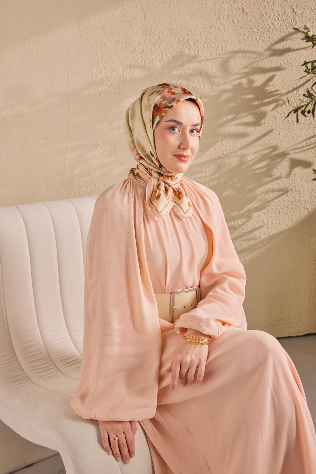Twill İpek Watercolor Eşarp Pudra Pembe 90x90