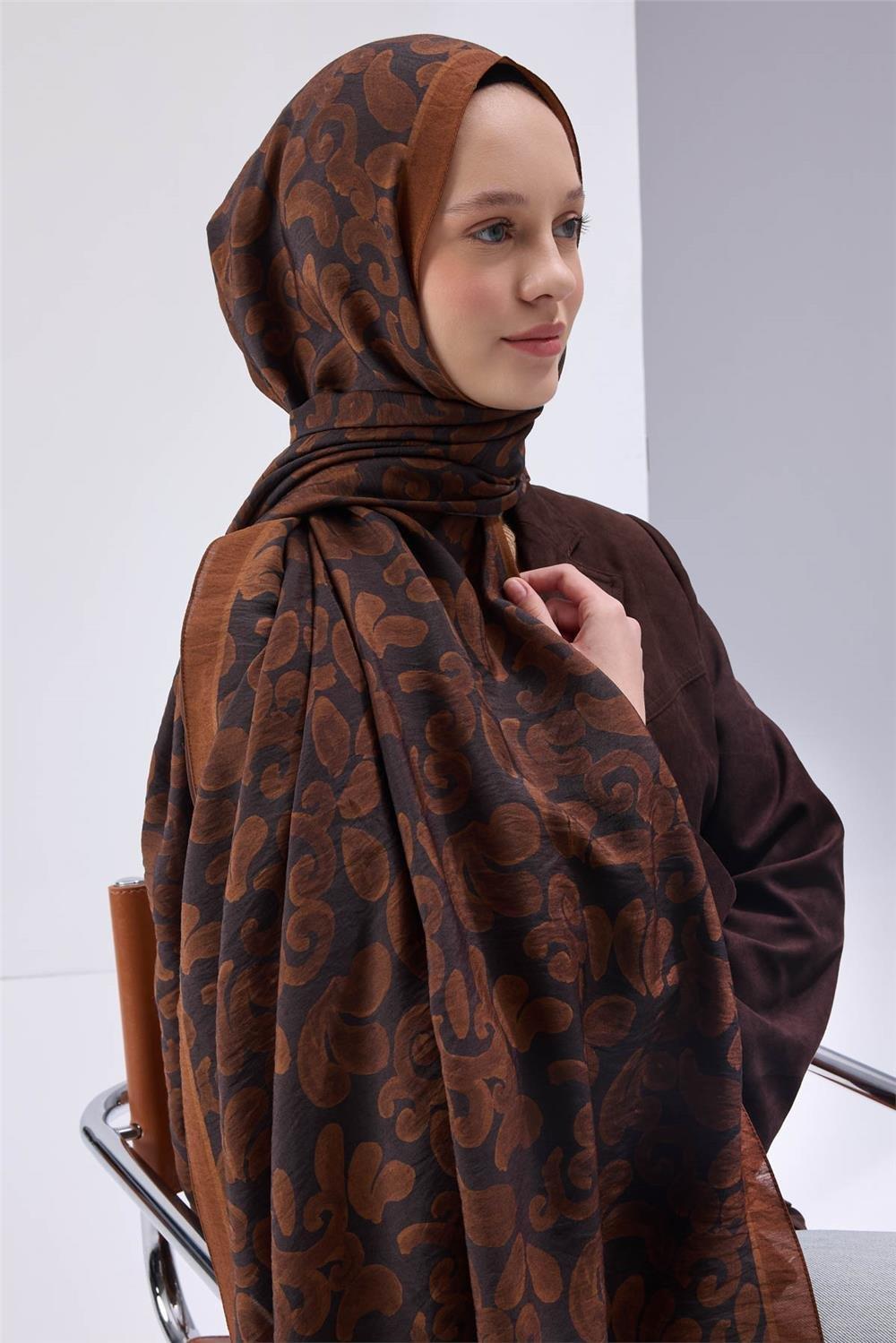 Urban Hours Harmony Kızıl Kahve Mayda Şal 190x70