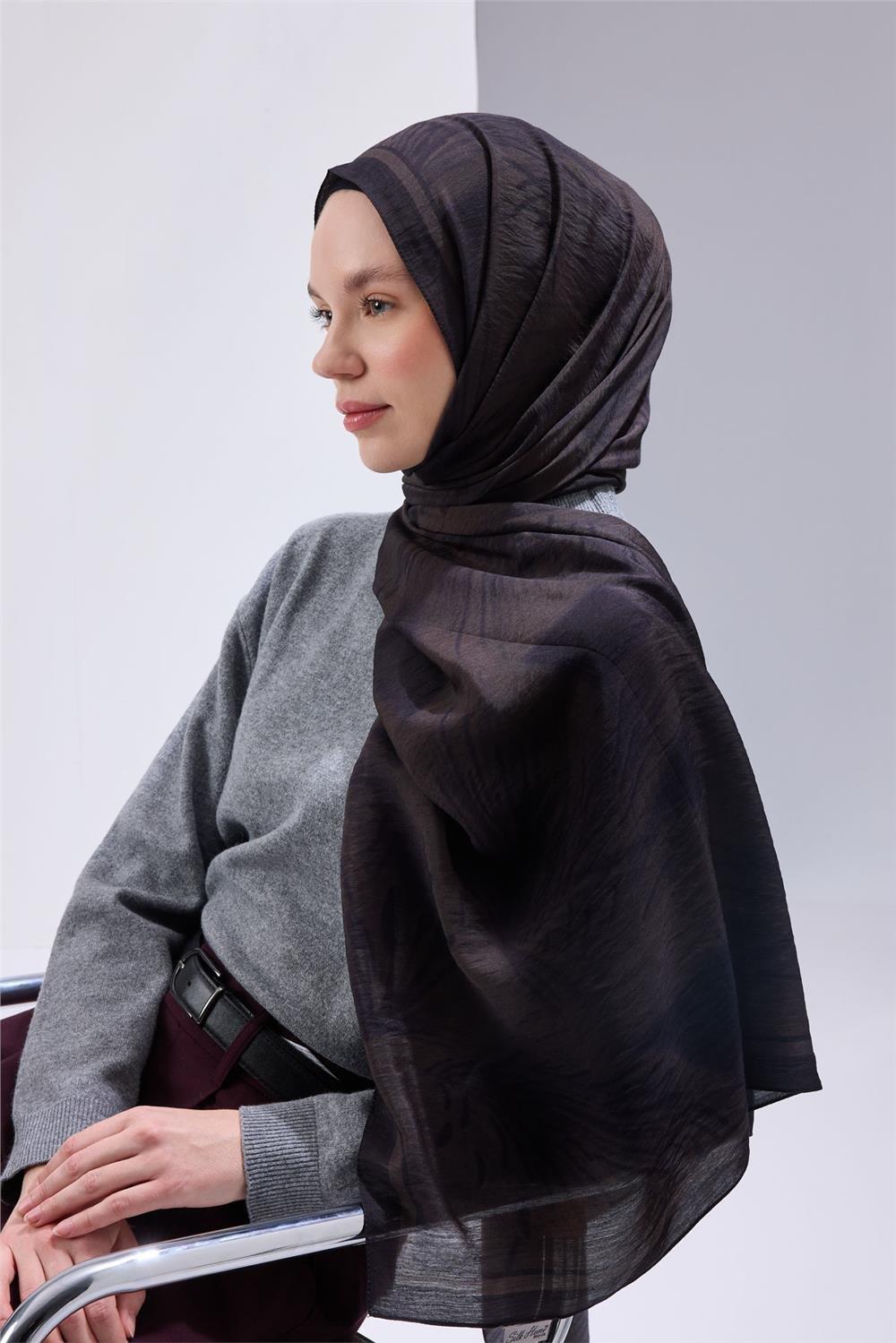 Mayda Şal Pera Lacivert İnce Dokulu Dökümlü 190x70