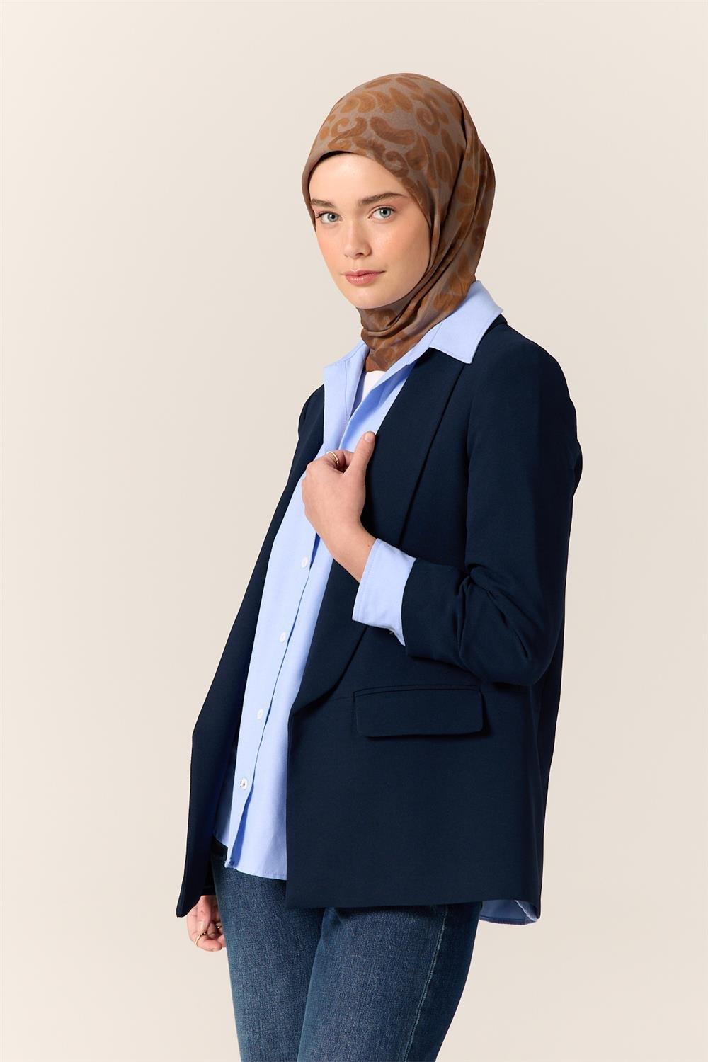 Viskon Karışımlı Velora Eşarp Taba-Gri-Soğan Kabuğu Desenli İnce Dokulu Dökümlü 90x90