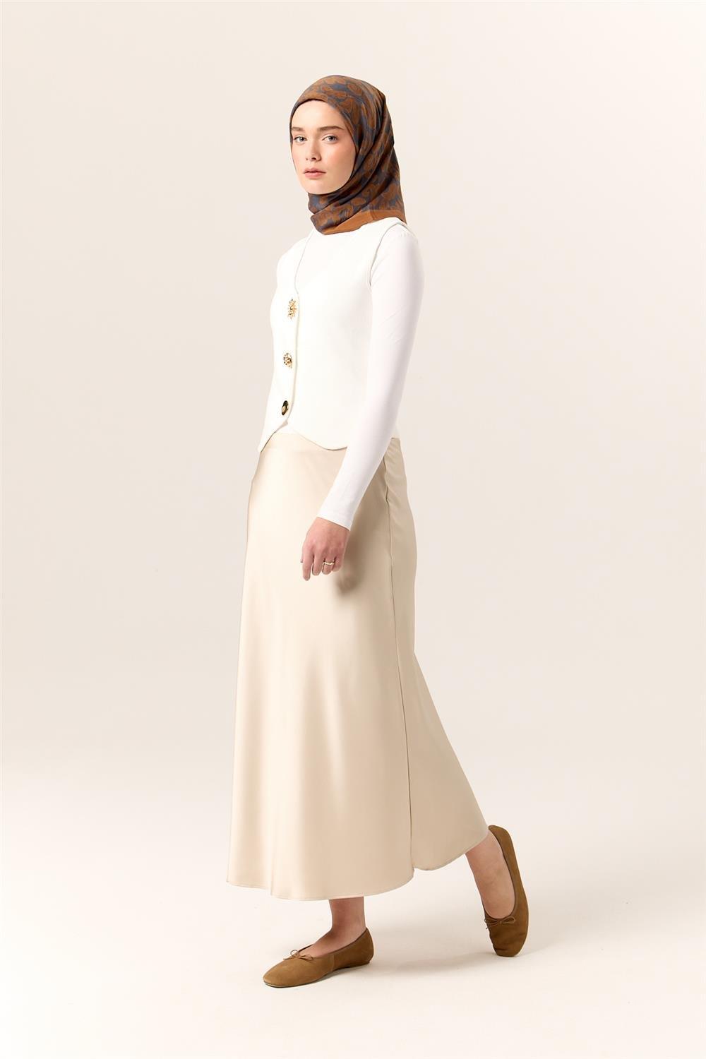 Viskon Karışımlı Velora Eşarp Taba-Gece Mavisi Desenli İnce Dokulu Dökümlü 90x90