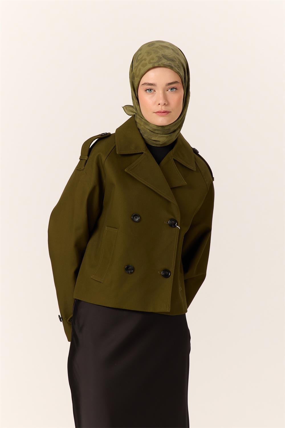 Viskon Karışımlı Velora Eşarp Kına Yeşili-Çimen Yeşili Desenli İnce Dokulu Dökümlü 90x90