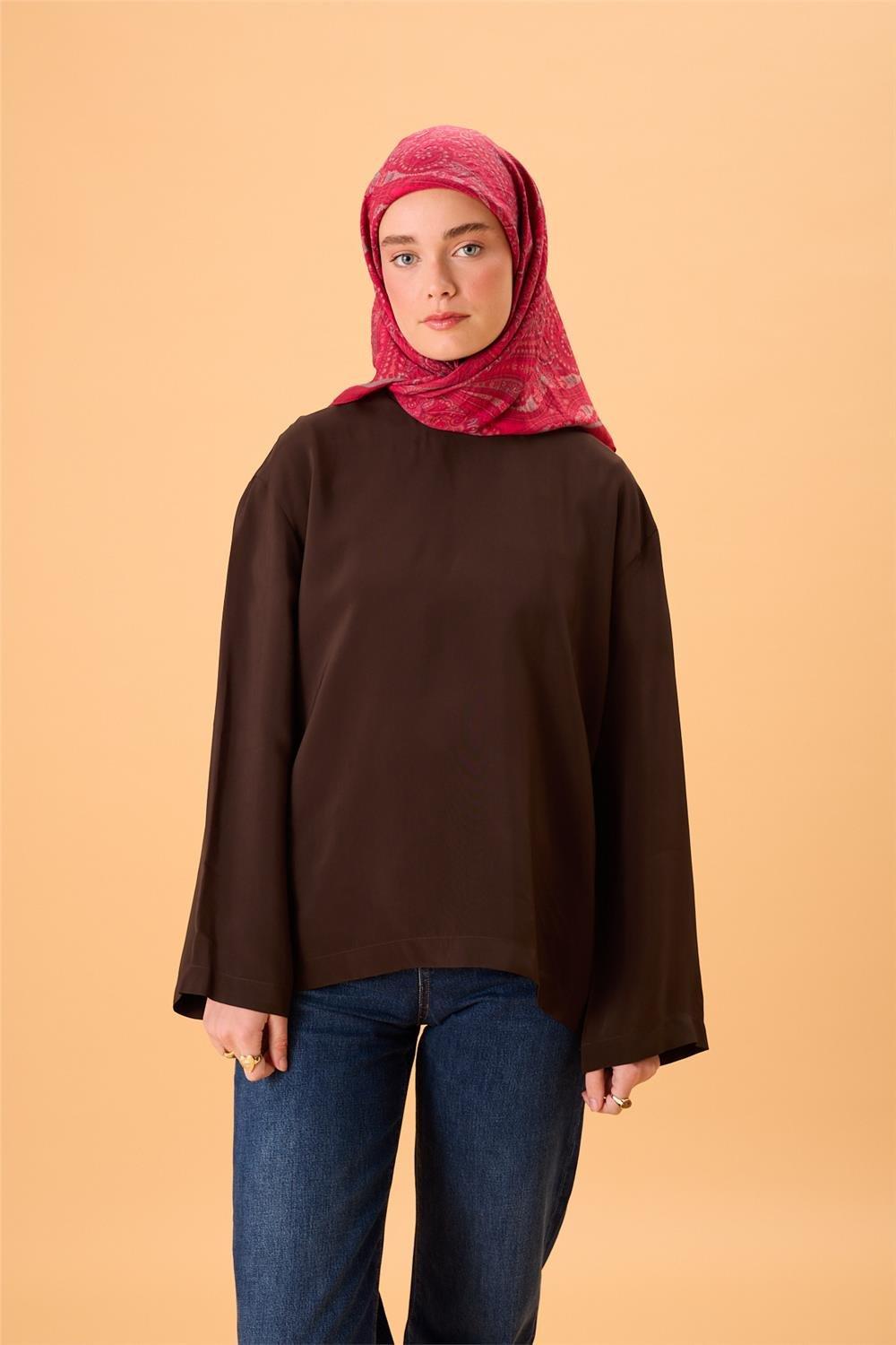 Viskon Karışımlı Velora Eşarp Fuşya-Metalik Gri Pembe Desenli Tok Duruşlu 90x90