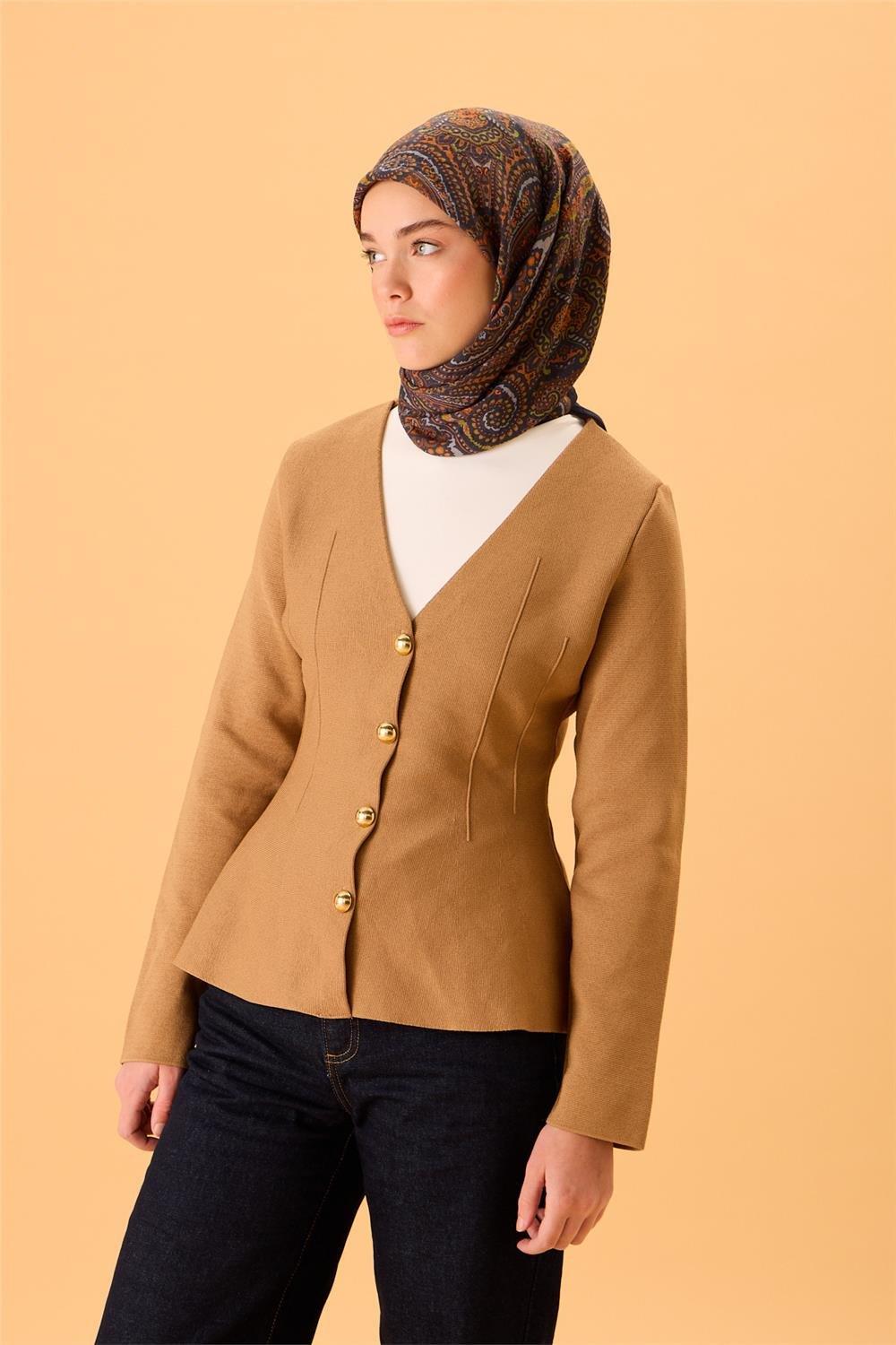 Viskon Karışımlı Velora Eşarp Lacivert-Turuncu Gri Fıstık Yeşili Kahverengi Desenli Tok Duruşlu 90x90