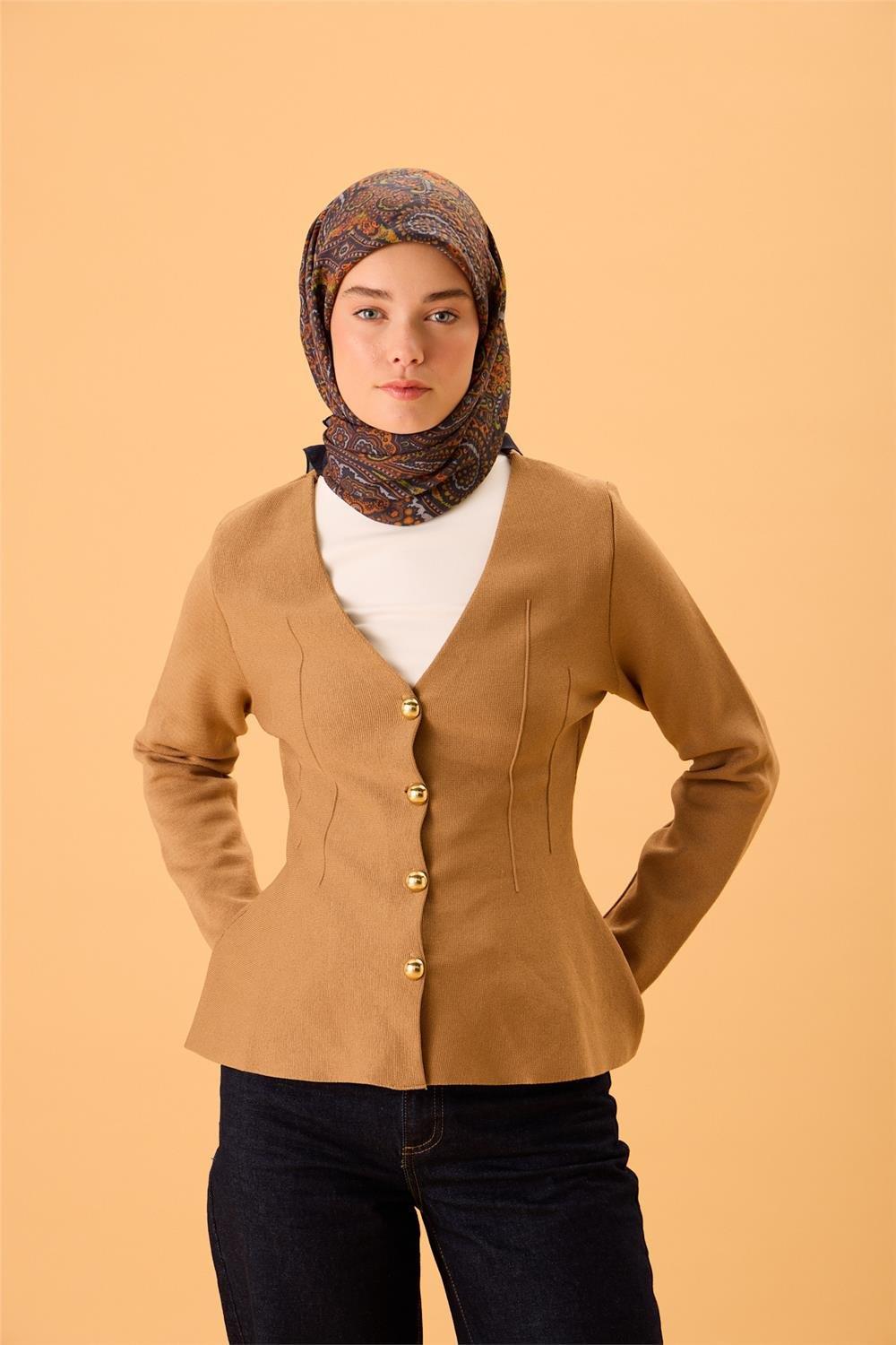 Viskon Karışımlı Velora Eşarp Lacivert-Turuncu Gri Fıstık Yeşili Kahverengi Desenli Tok Duruşlu 90x90