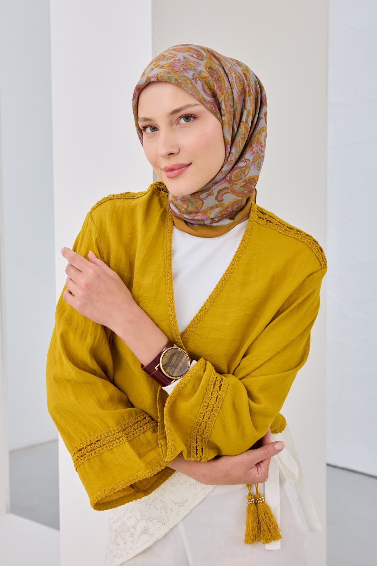 Velora Eşarp Ethnic Hardal