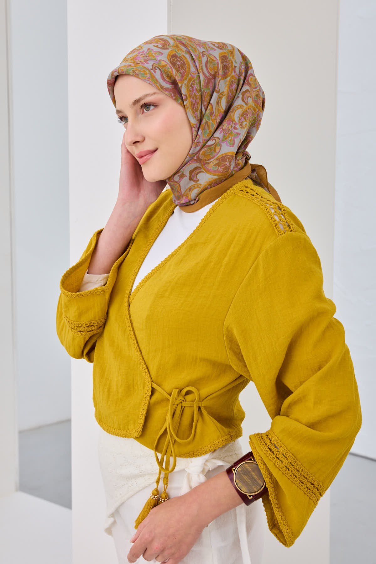 Velora Eşarp Ethnic Hardal