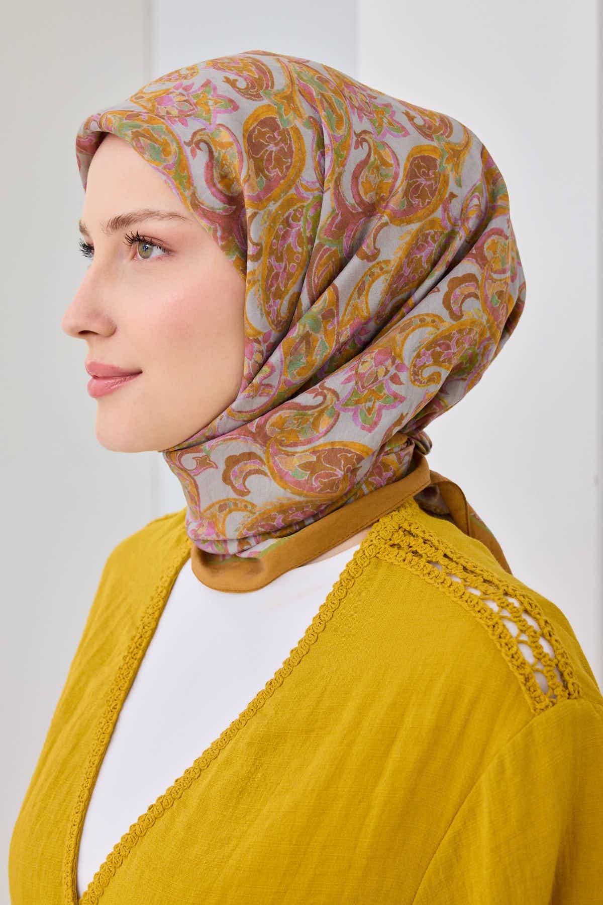 Velora Eşarp Ethnic Hardal