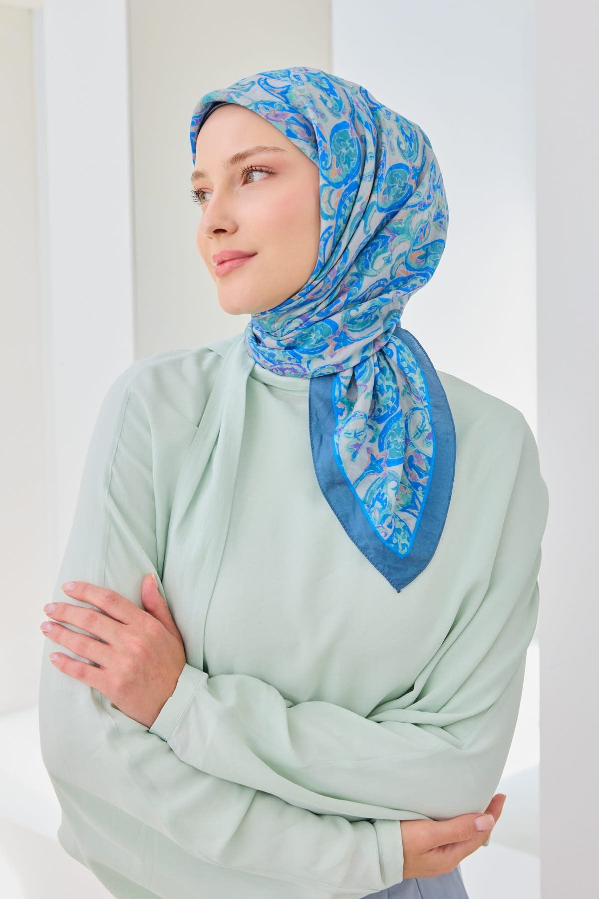 Velora Eşarp Ethnic Mavi