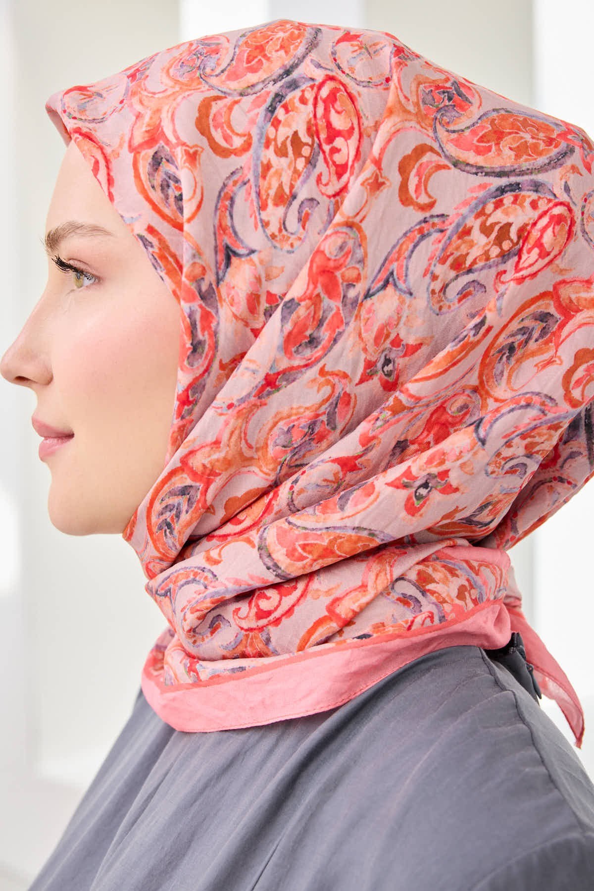 Velora Eşarp Ethnic Pembe