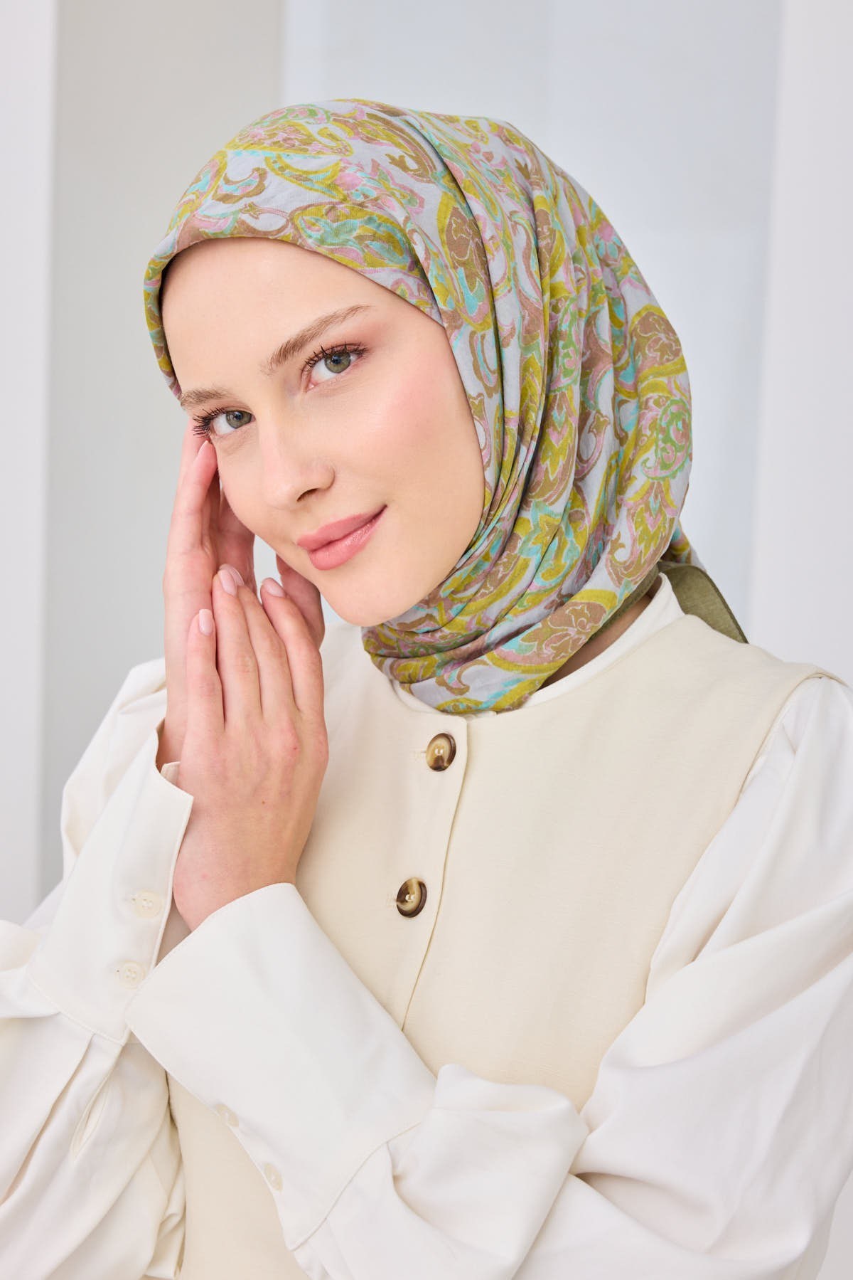 Velora Eşarp Ethnic Yağ Yeşili
