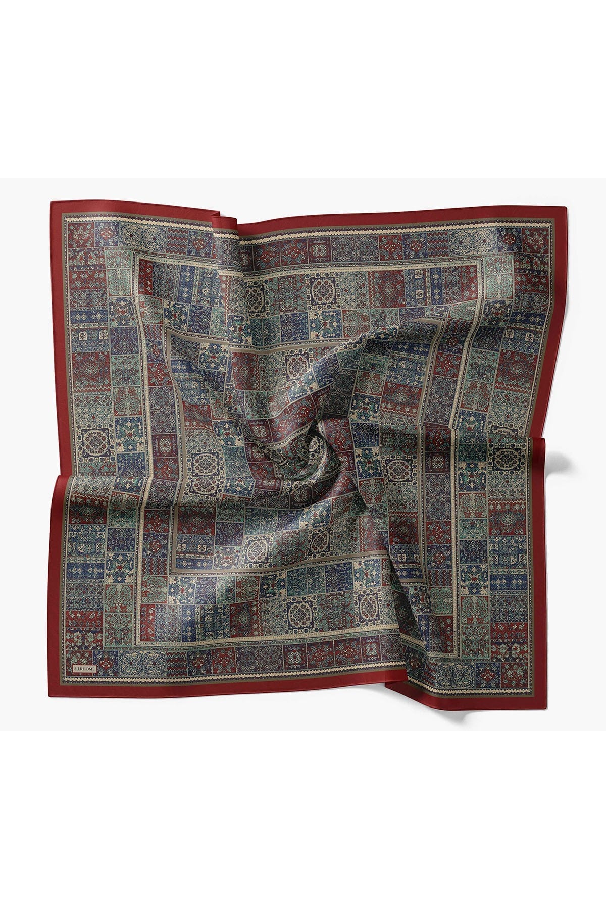 Velora Eşarp Etnik Desen Bordo 90x90