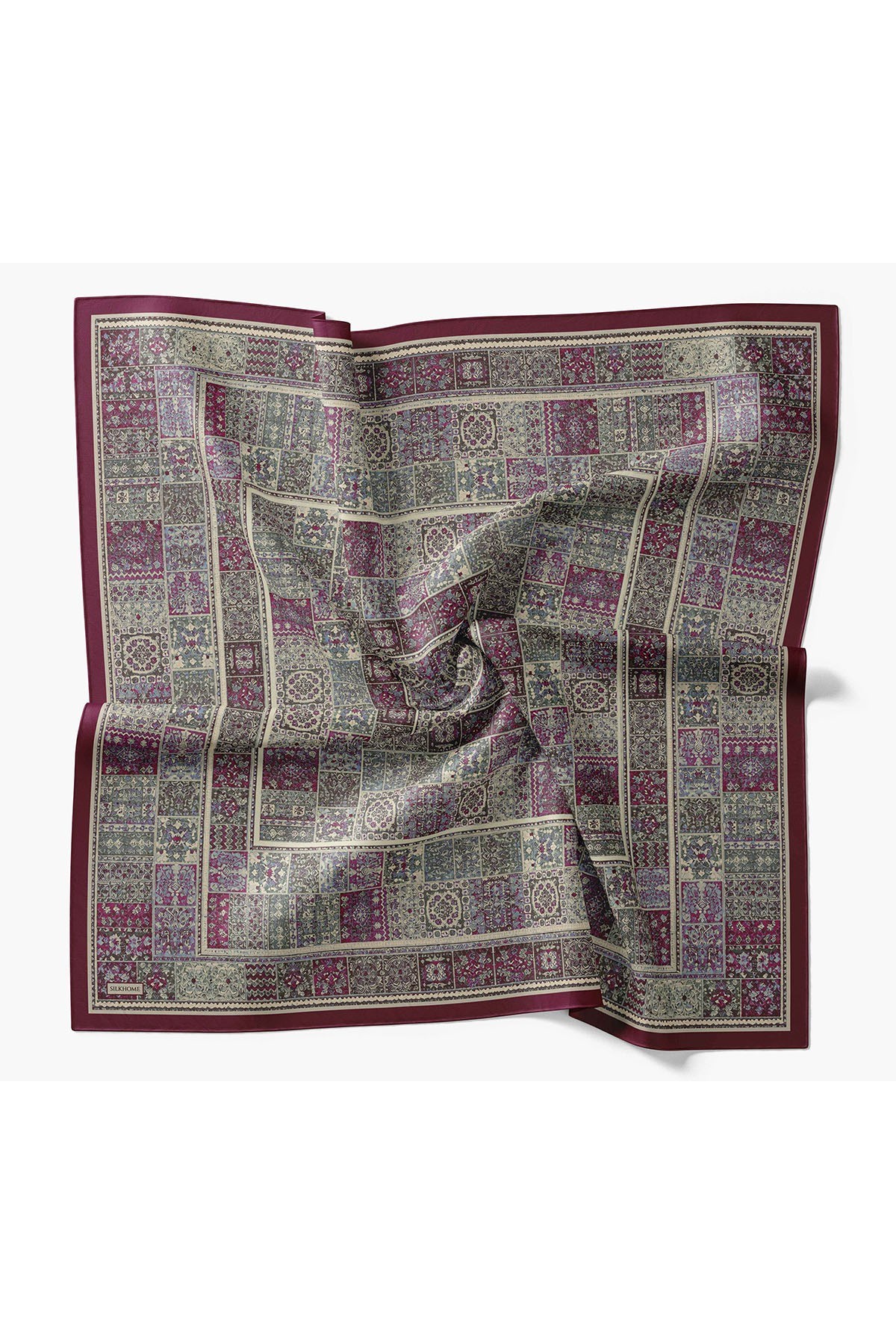 Velora Eşarp Etnik Desen Koyu Mor 90x90
