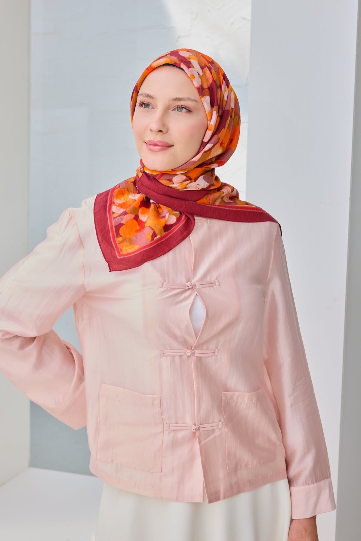 Velora Eşarp Floral Bordo