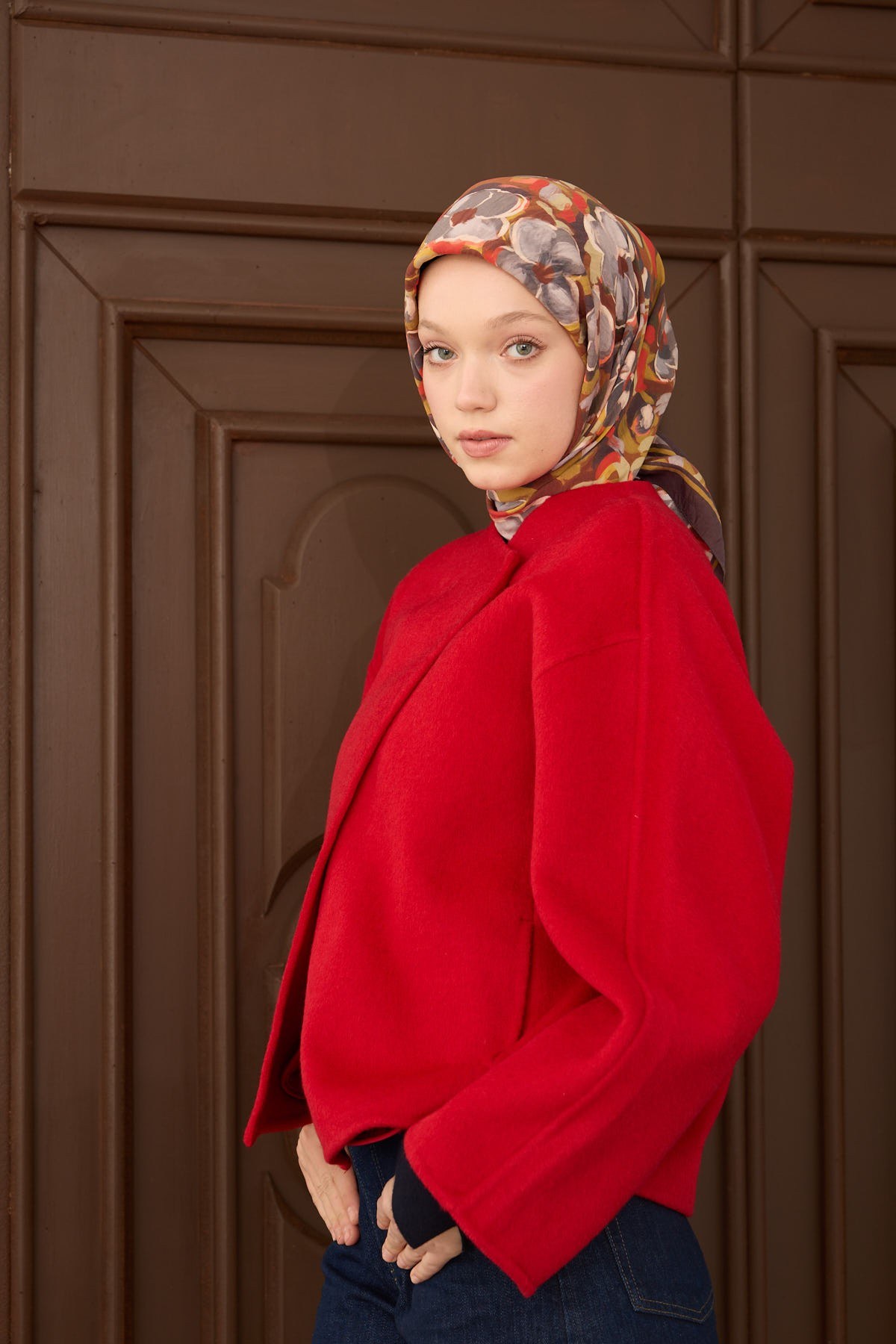 Velora Eşarp Flower  Acı Kahve