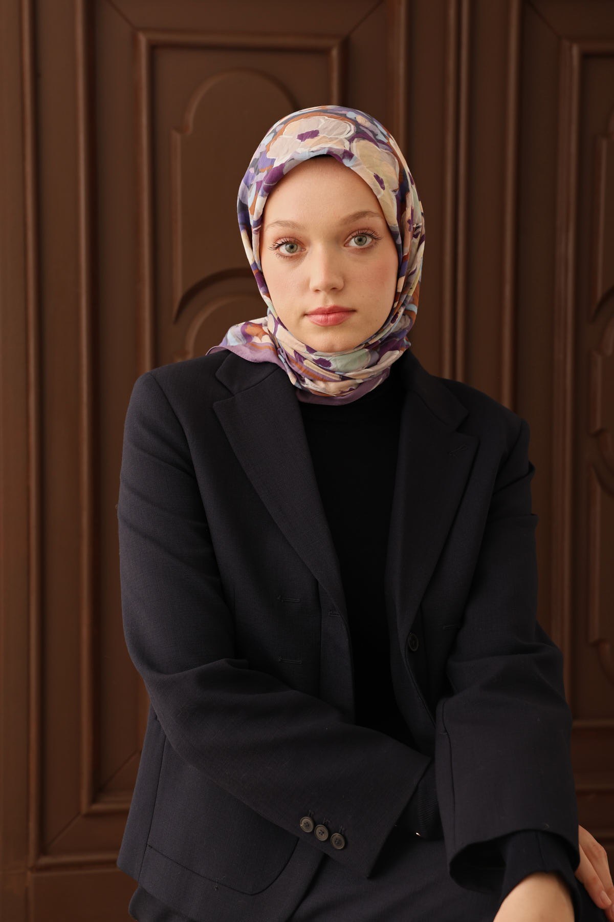 Velora Eşarp Flower Eflatun
