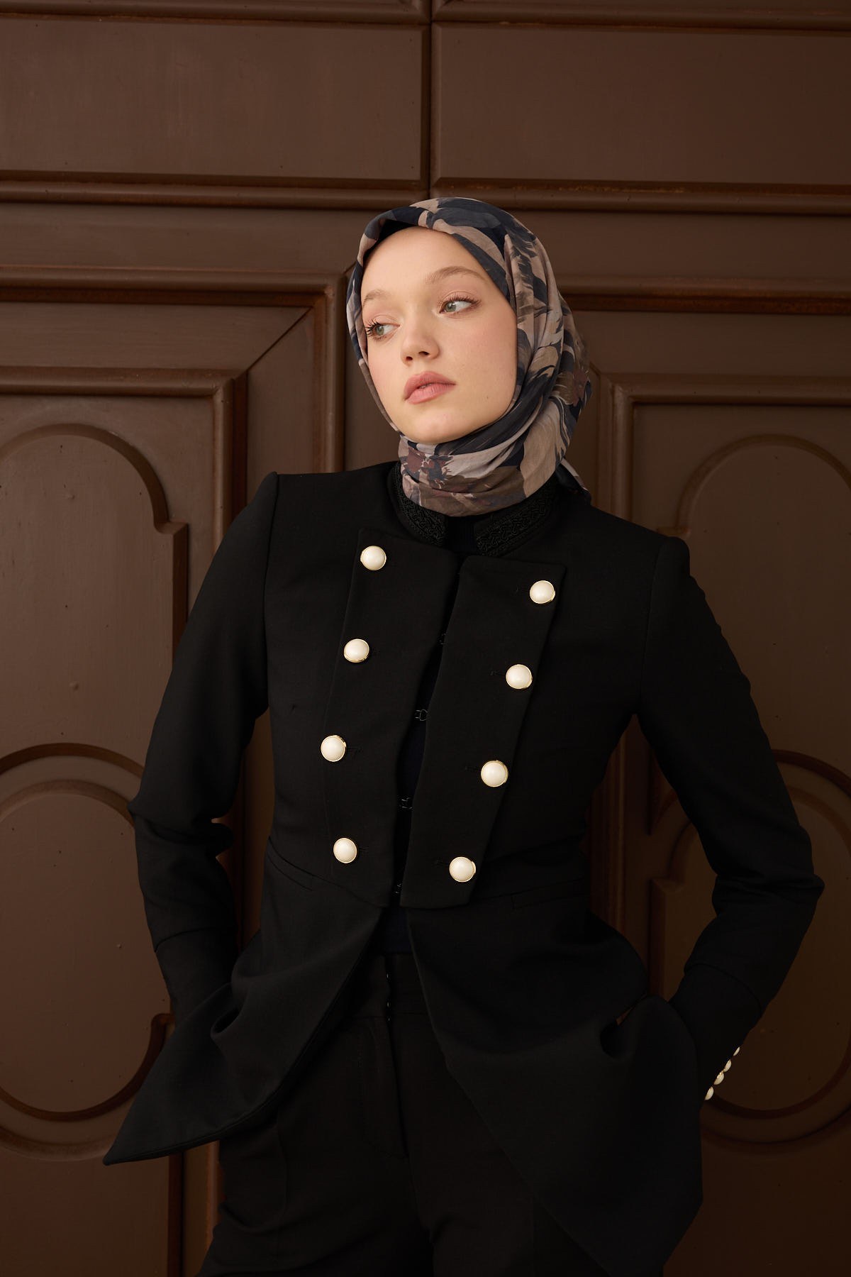Velora Eşarp Flower Koyu Lacivert