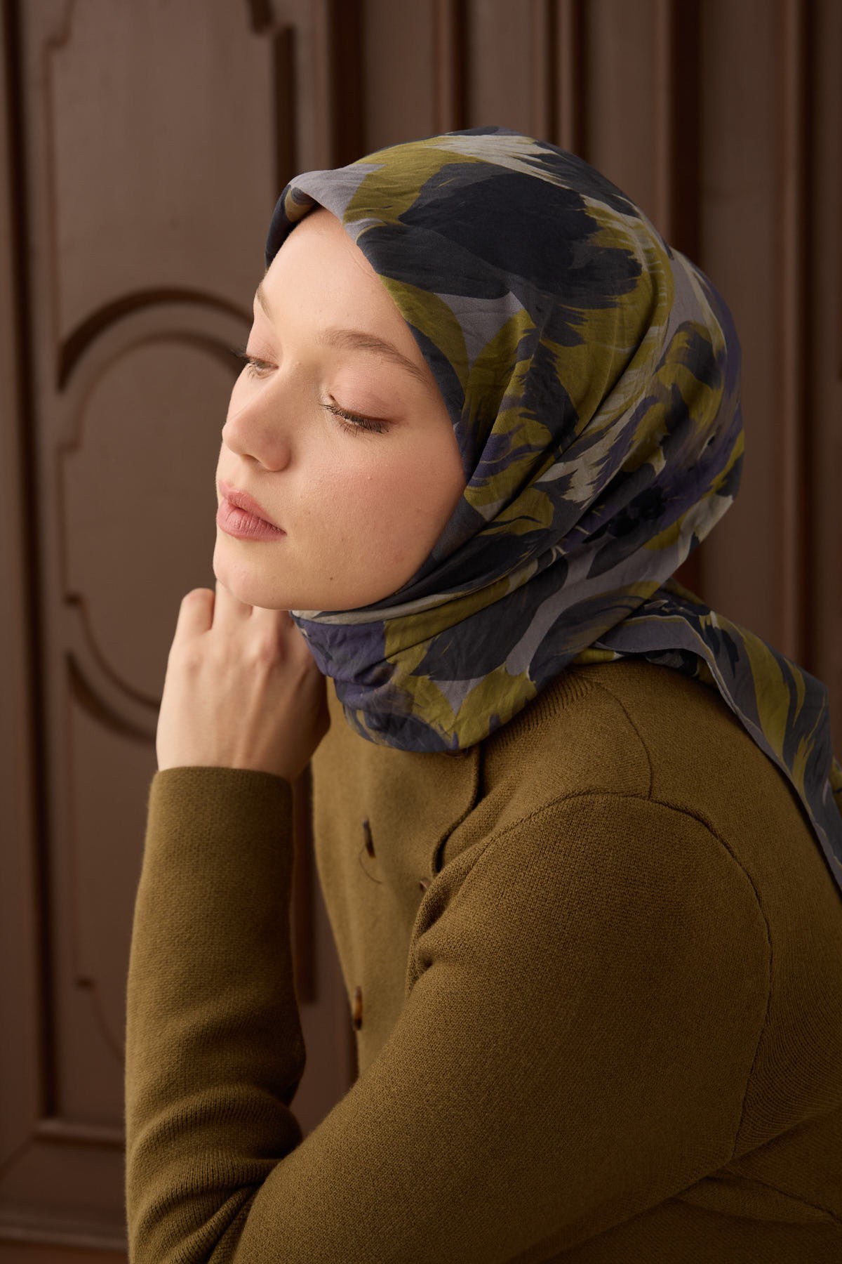 Velora Eşarp Flower Koyu Mor
