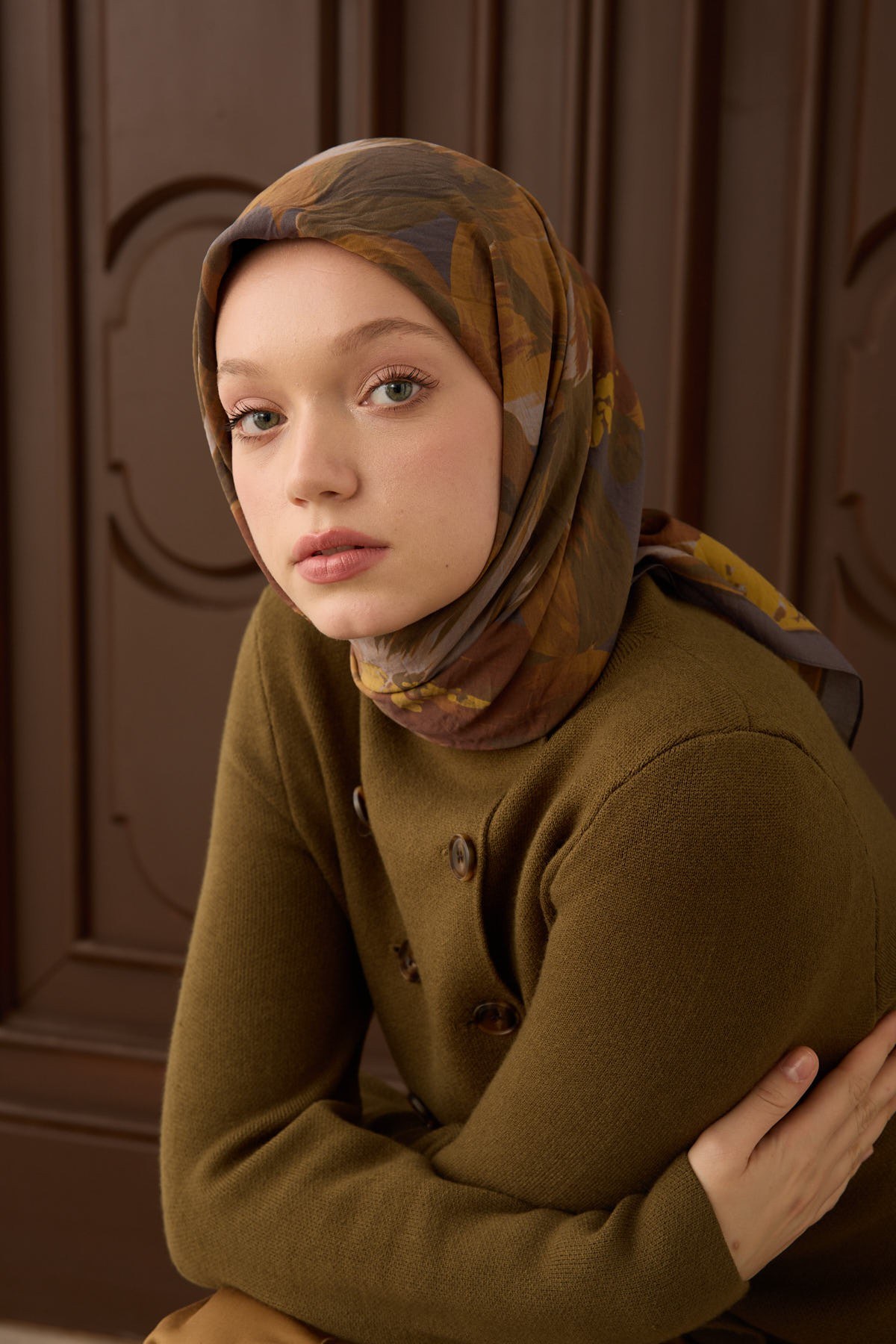 Velora Eşarp Flower Vizon
