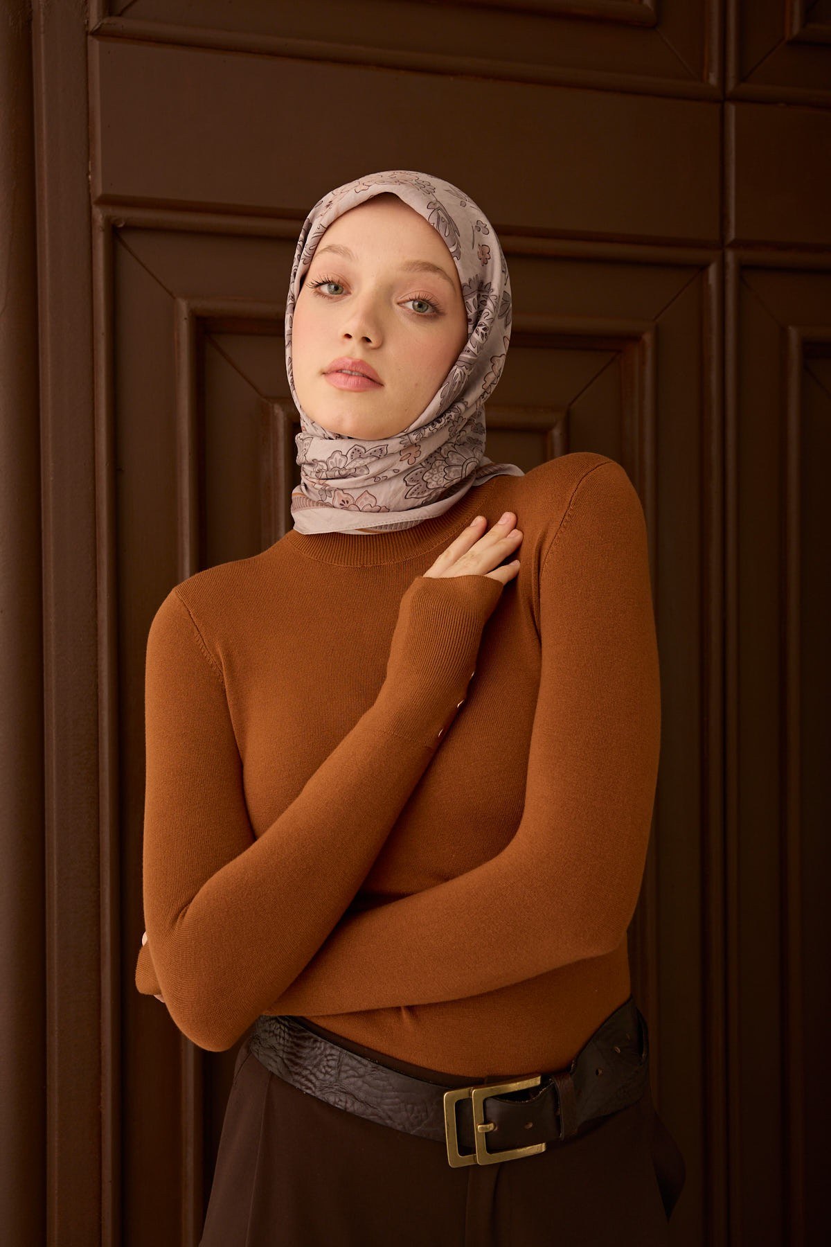 Velora Eşarp Shawl Pattern Açık Gri
