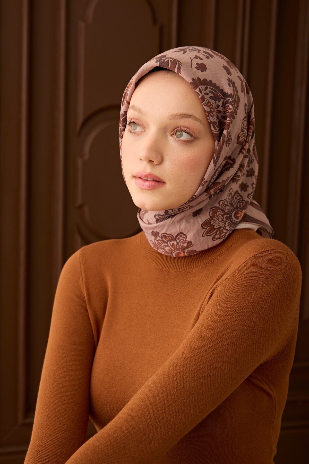 Velora Eşarp Shawl Pattern Pudra Vizon