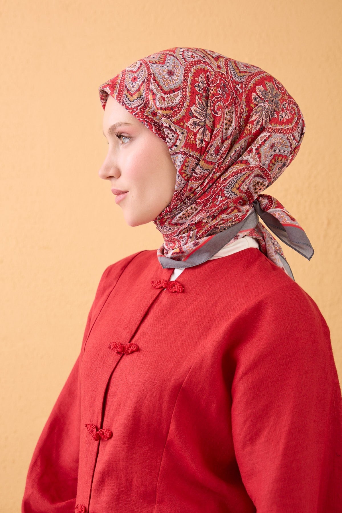 Velora Eşarp Vintage Paisley Kırmızı