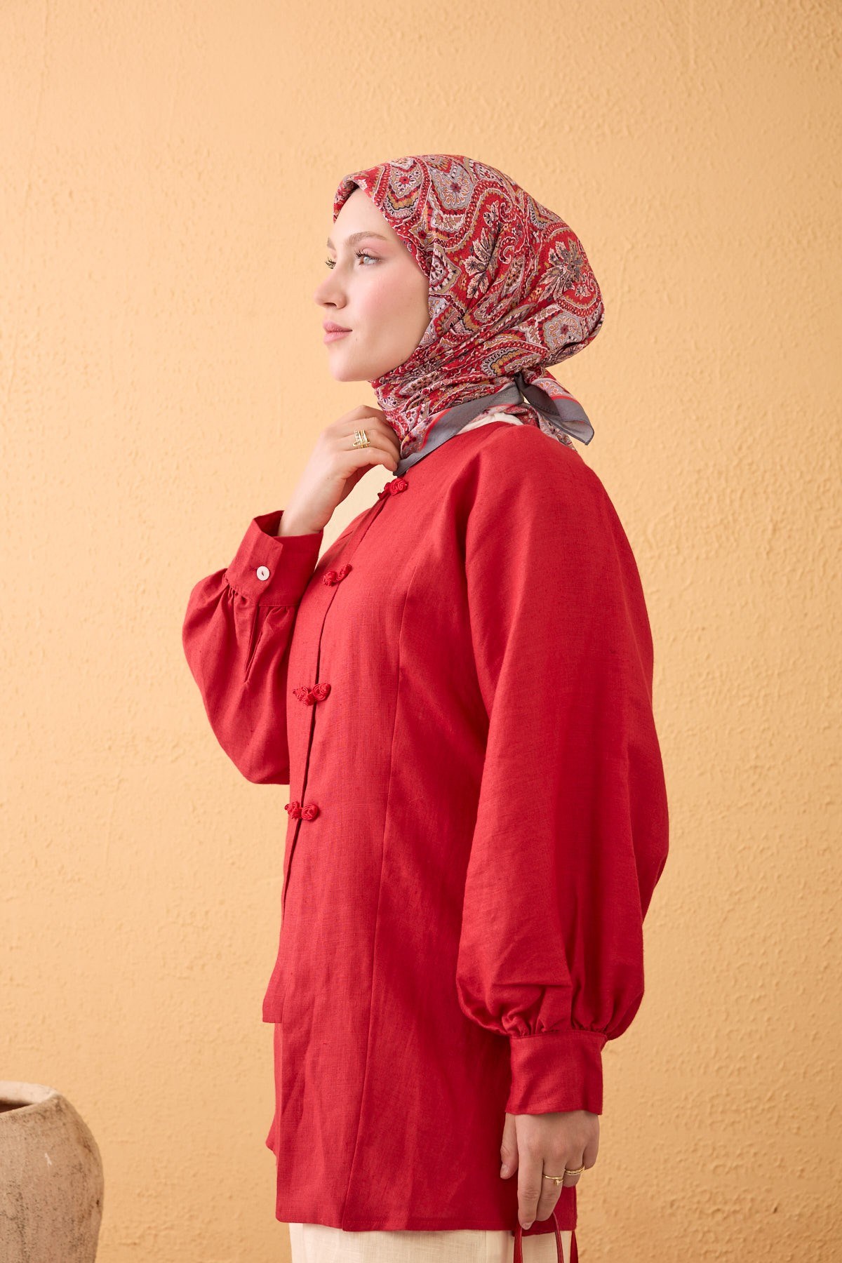 Velora Eşarp Vintage Paisley Kırmızı