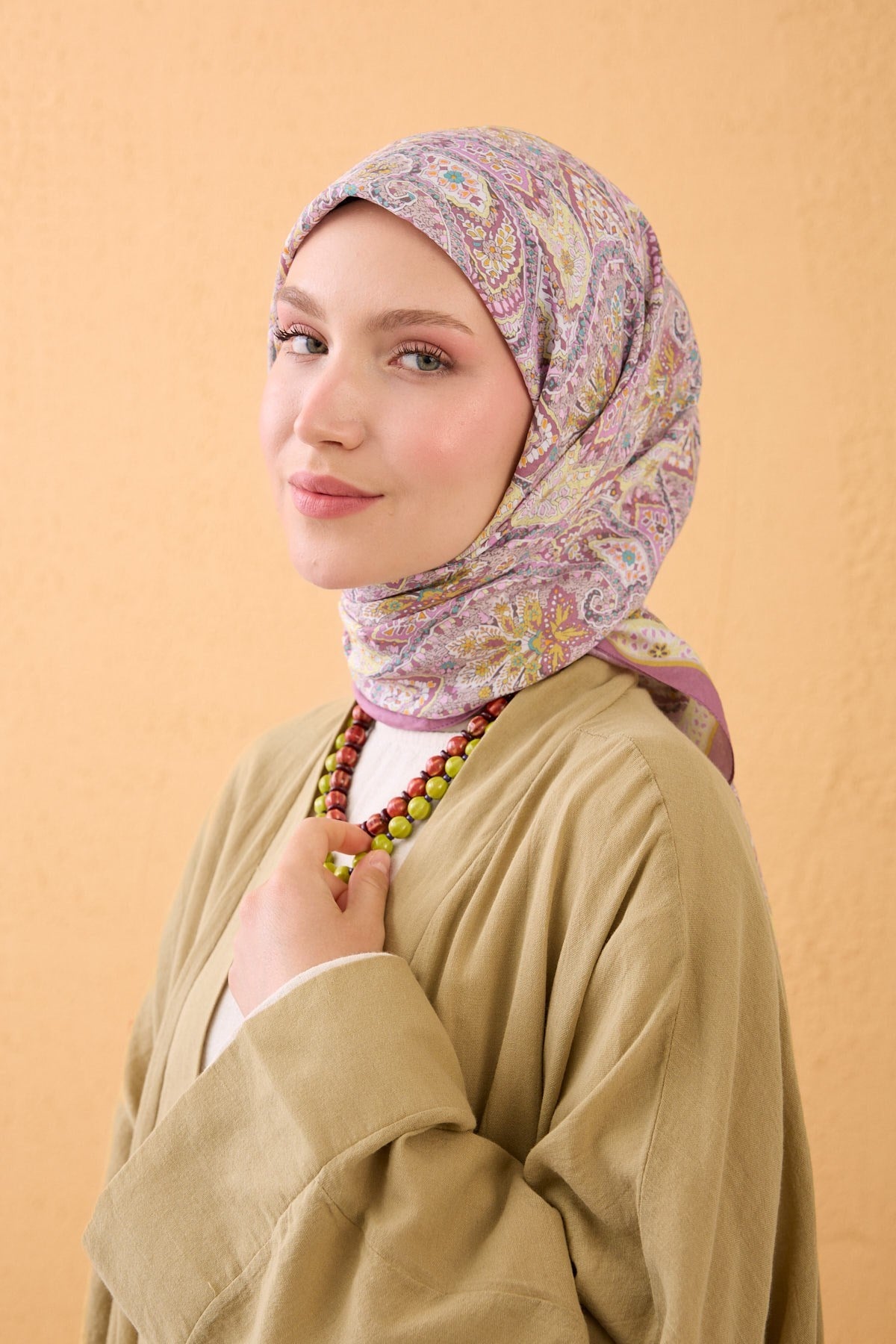 Velora Eşarp Vintage Paisley Koyu Pudra