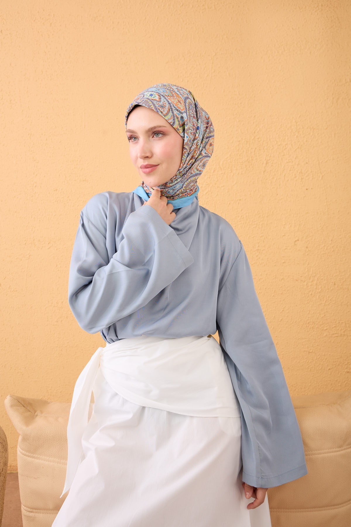 Velora Eşarp Vintage Paisley Mavi