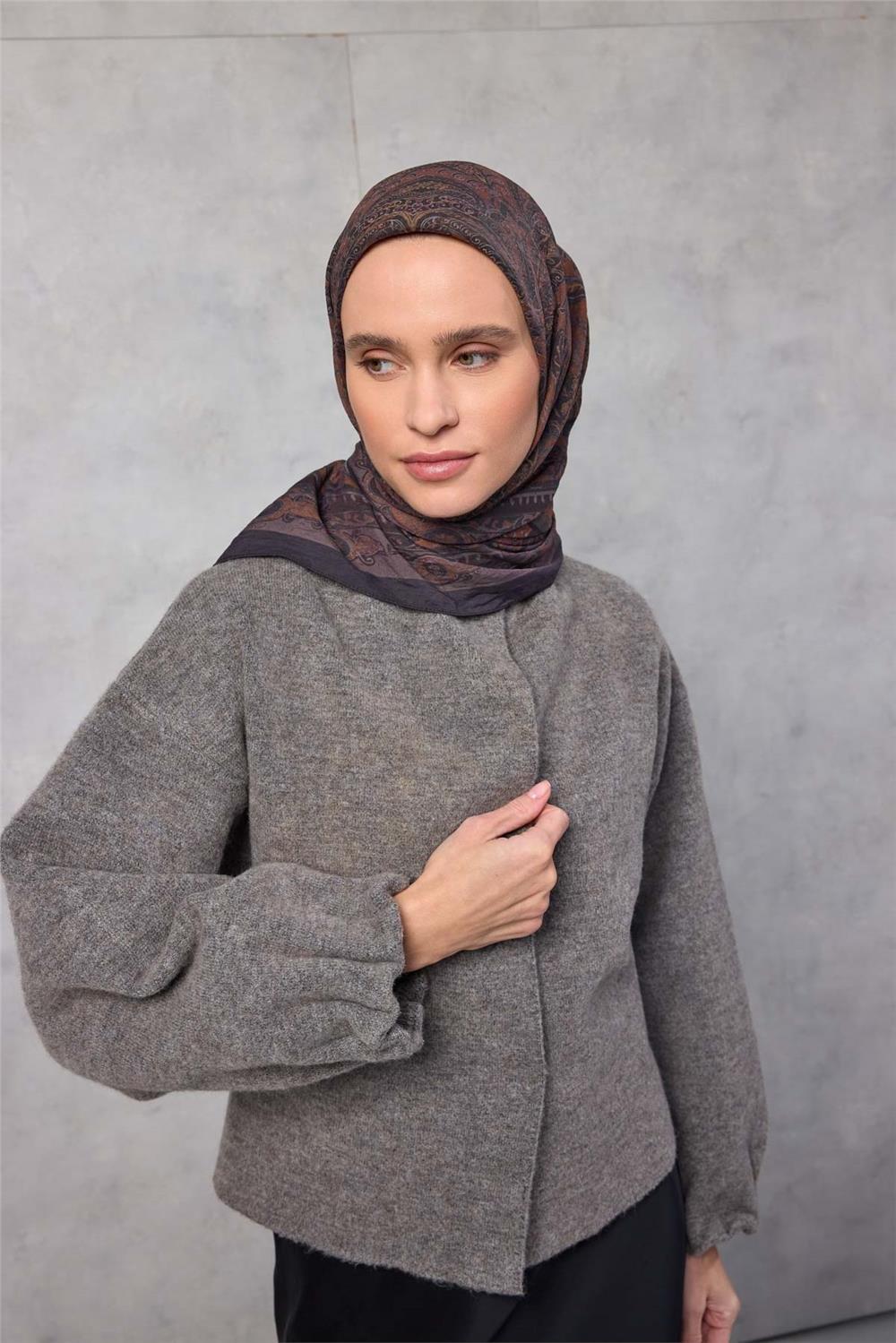 Viskon Velora Eşarp Dört Mevsim Karamel 90x90