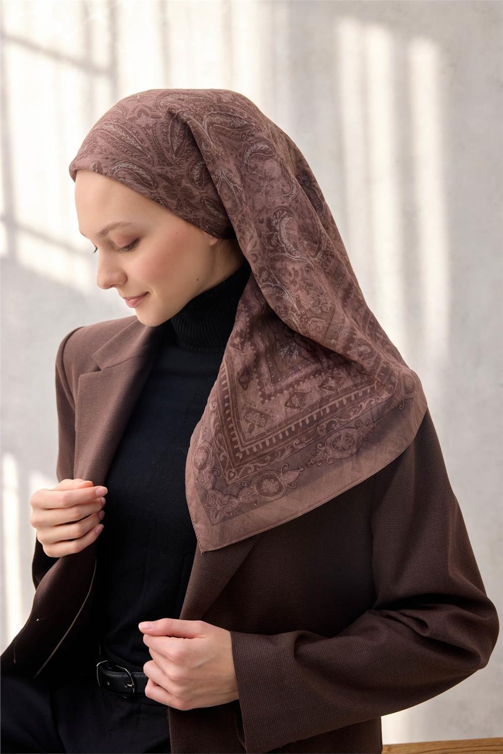 Viskon Velora Eşarp Dört Mevsim Mocha 90x90