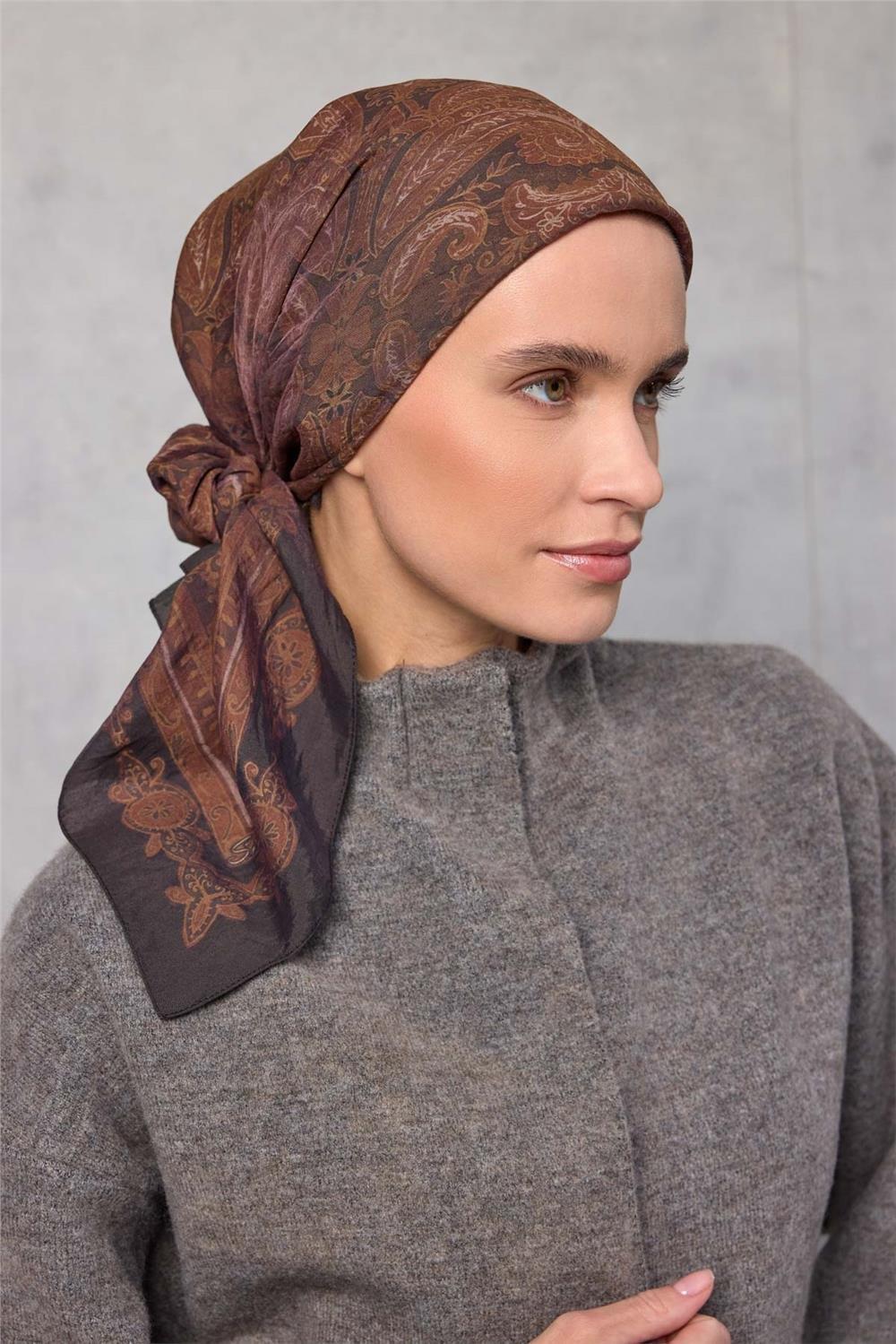 Viskon Velora Eşarp Dört Mevsim Siyah 90x90