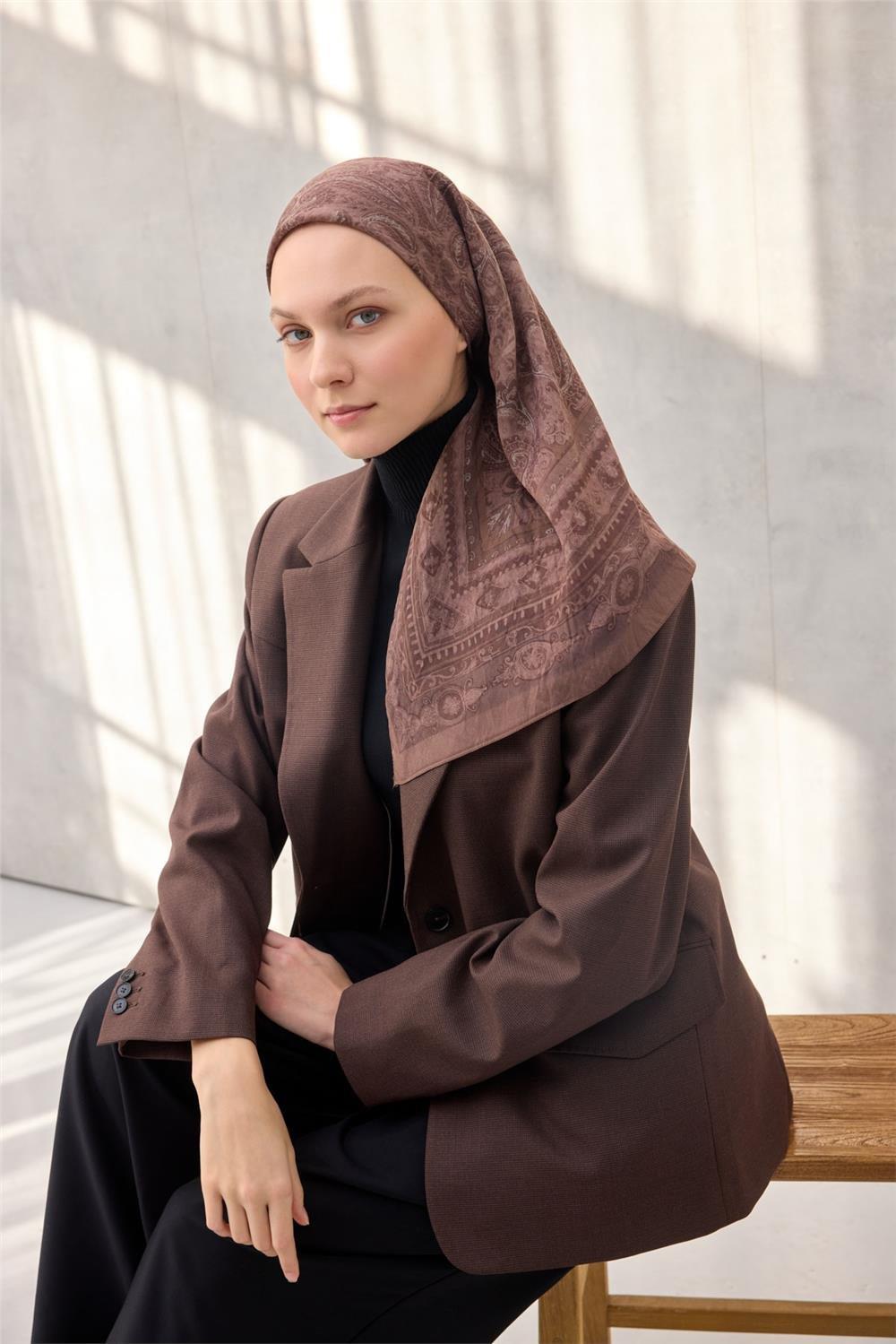 Viskon Velora Eşarp Dört Mevsim Mocha 90x90