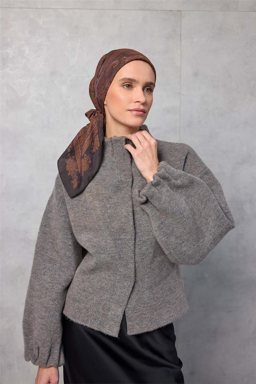 Viskon Velora Eşarp Dört Mevsim Siyah 90x90