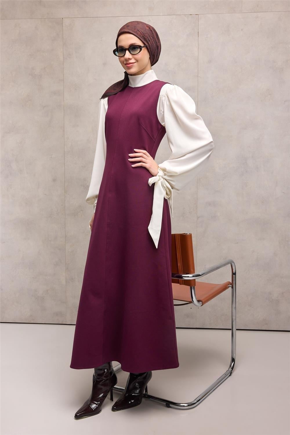 Viskon Velora Eşarp Mürdüm-Vişne Tonlu Barok Floral Desenli Tok Duruşlu 90x90