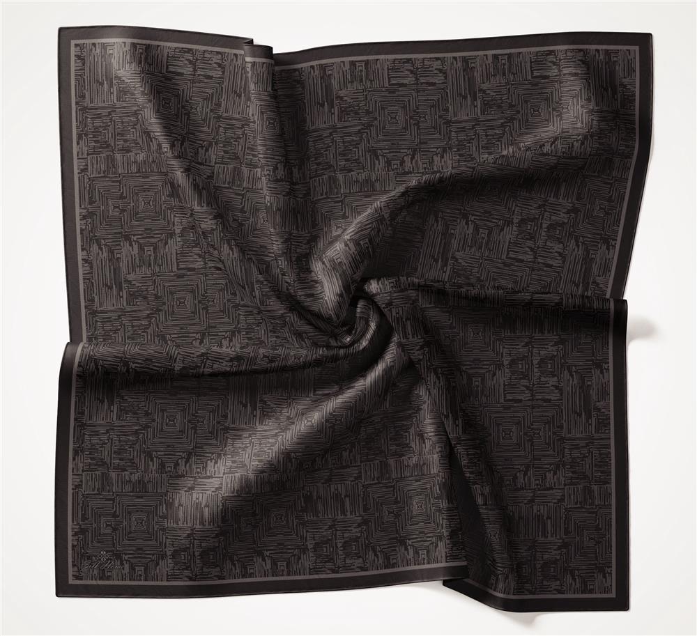 Viskon Velora Eşarp Koyu Vizon Labirent Desenli Tok Duruşlu 90x90