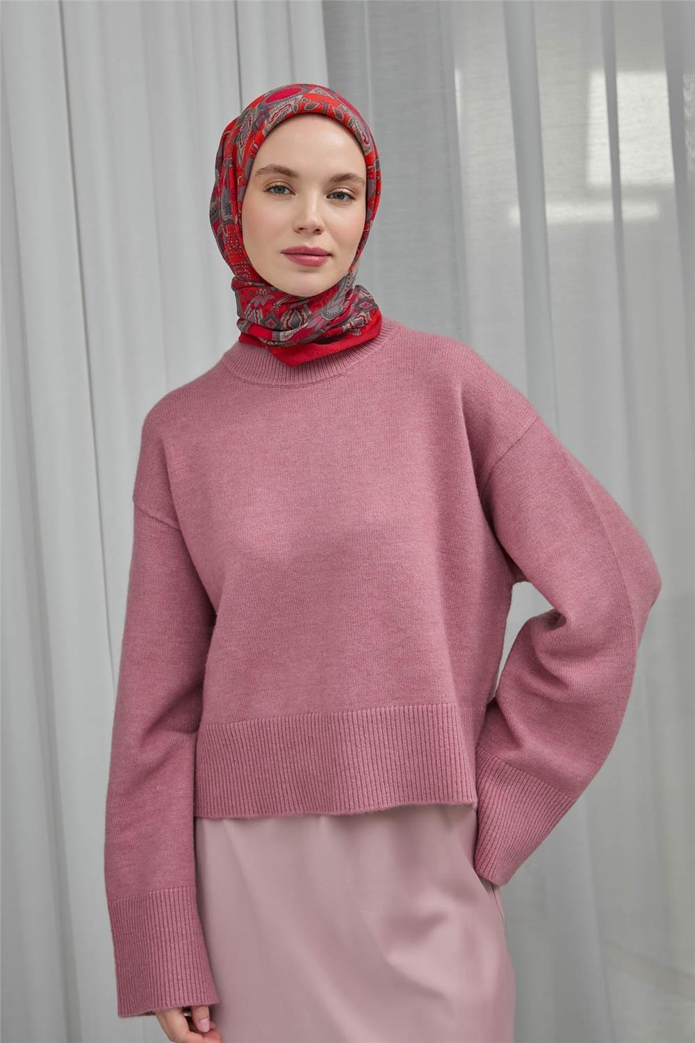 Viskon Velora Eşarp Kırmızı Desenli Tok Duruşlu Dört Mevsim 90x90