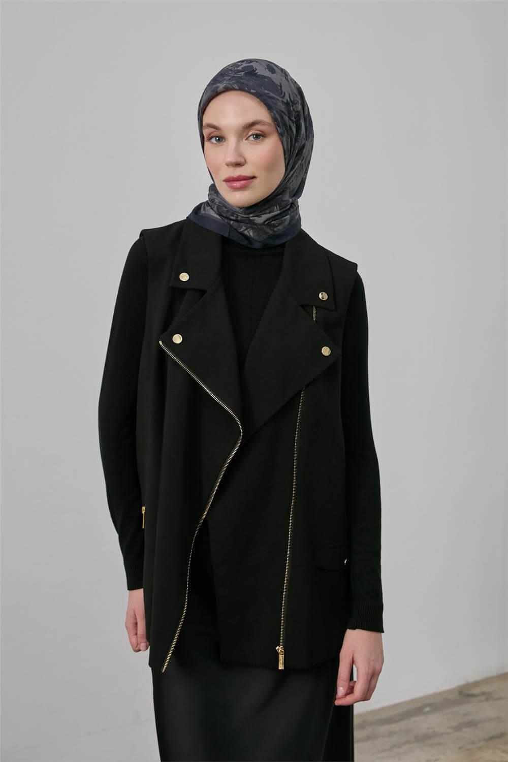 Viskon Velora Eşarp Lacivert Desenli Tok Duruşlu Dört Mevsim 90x90