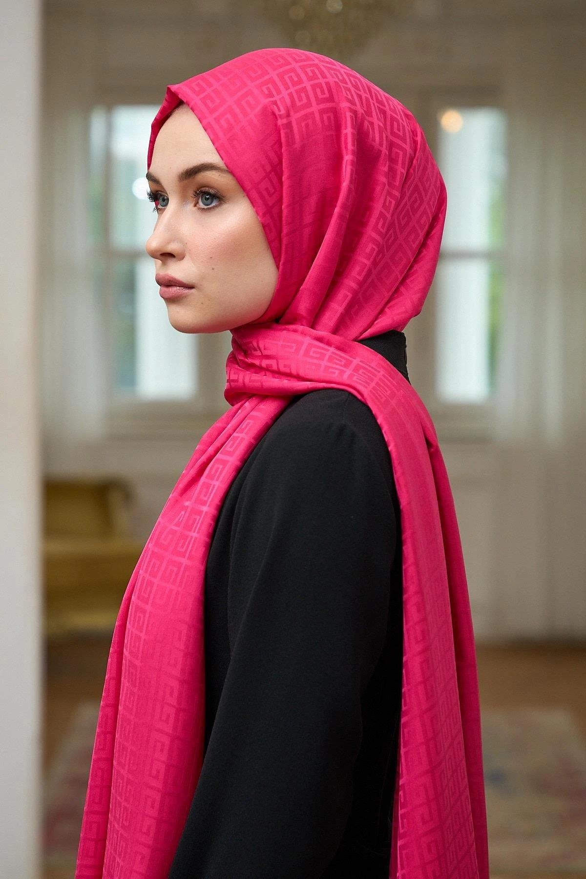 Yaz Işıltısı Koleksiyonu İpeksi Jakar Şal Pembe 9016-04