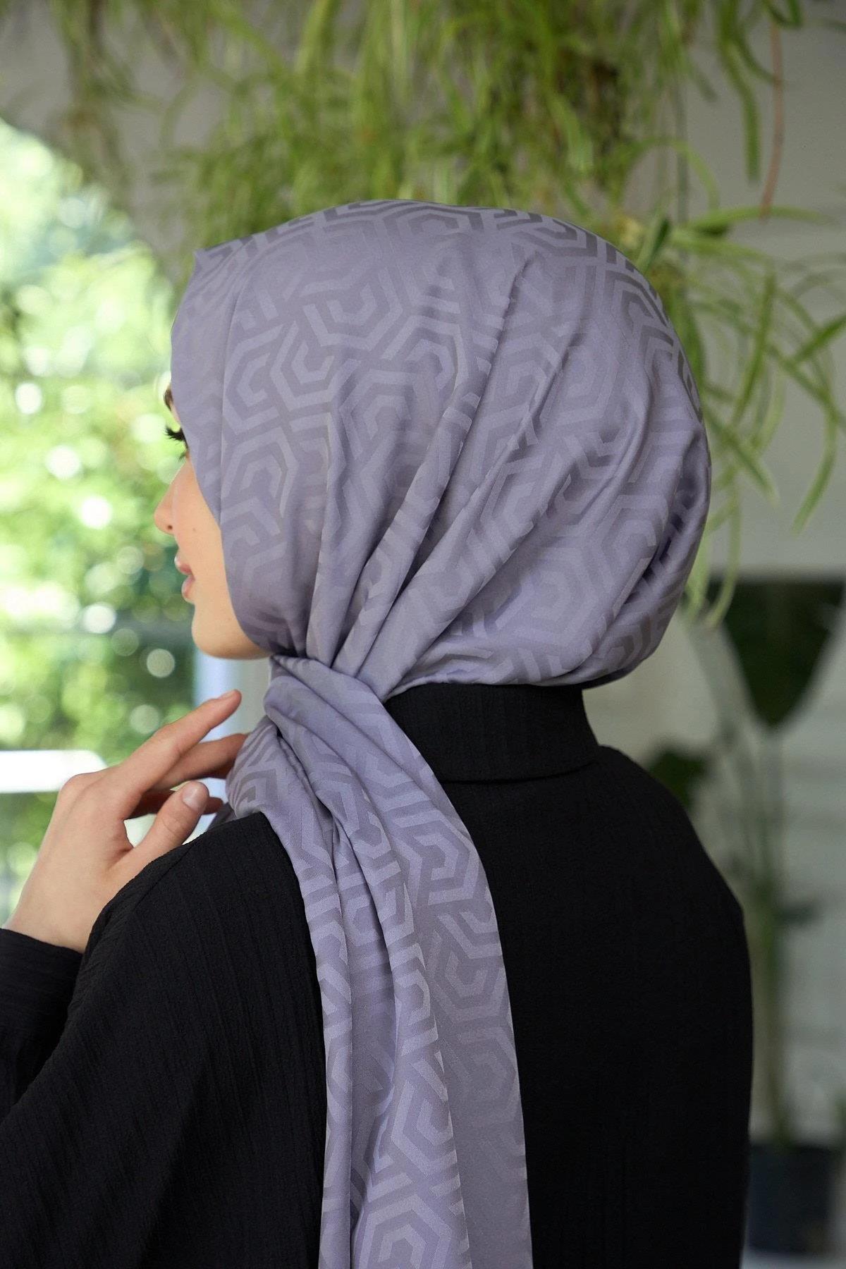 Yaz Işıltısı Koleksiyonu İpeksi Jakar Şal Koyu Gri 9013-19