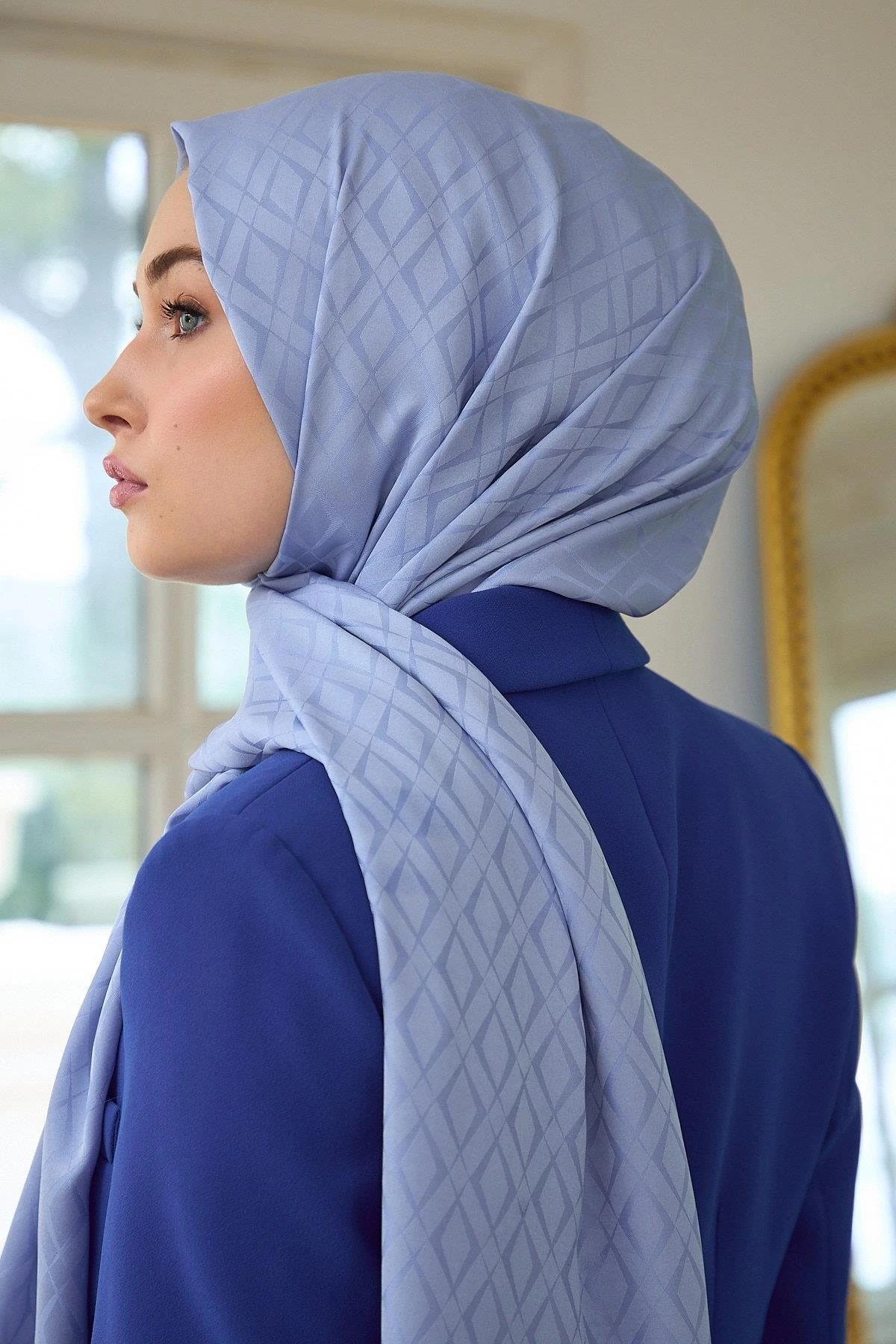 Yaz Işıltısı Koleksiyonu İpeksi Jakar Şal Soft Lila 9015-17