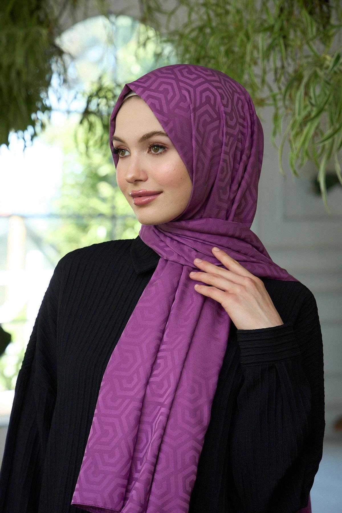 Yaz Işıltısı Koleksiyonu İpeksi Jakar Şal Gül Kurusu 9013-08