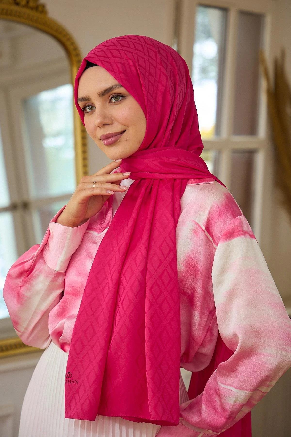 Yaz Işıltısı Koleksiyonu İpeksi Jakar Şal Gül Pembe 9015-13