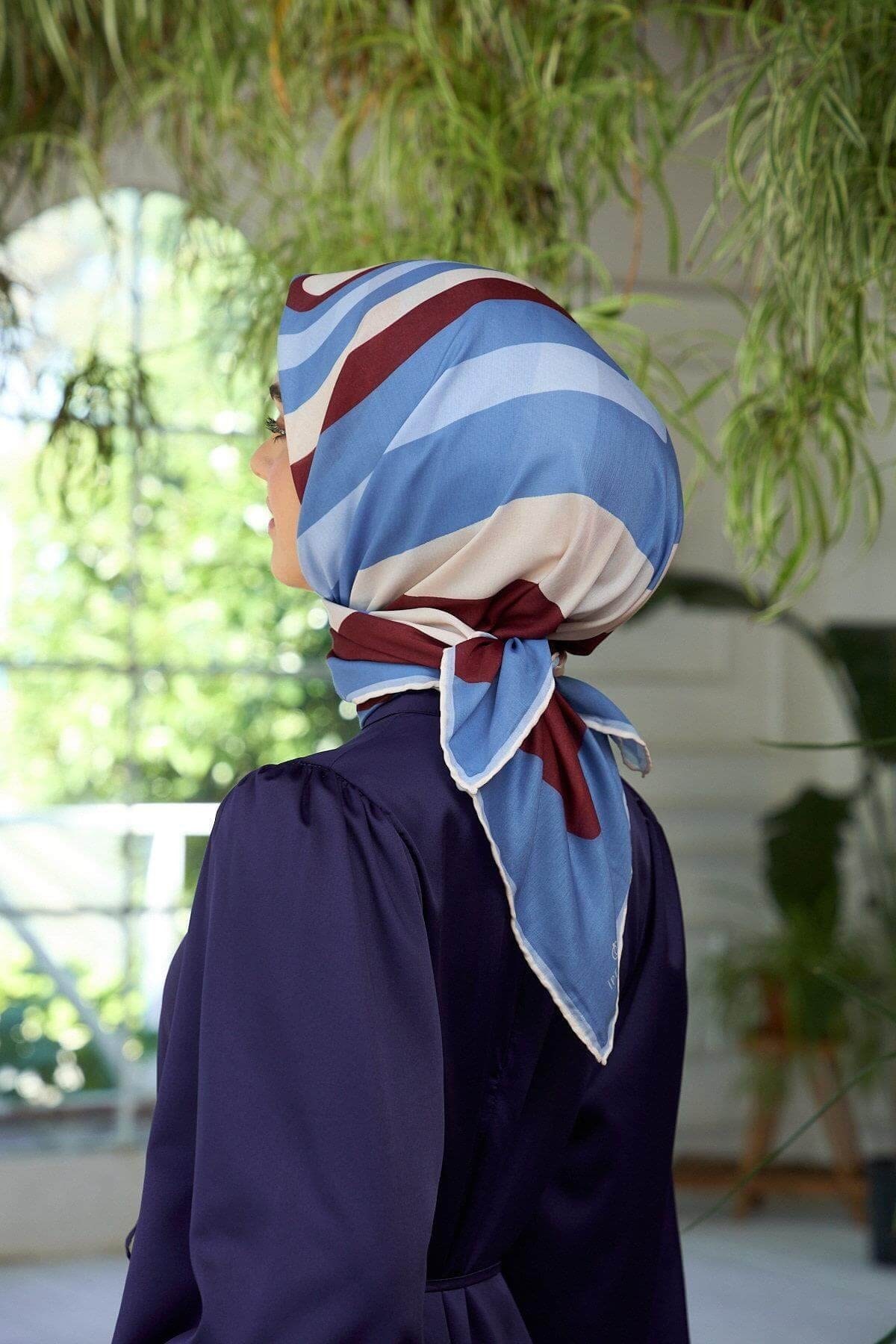 Yaz Işıltısı Koleksiyonu Soft Eşarp Bordo Mavi 1183-09