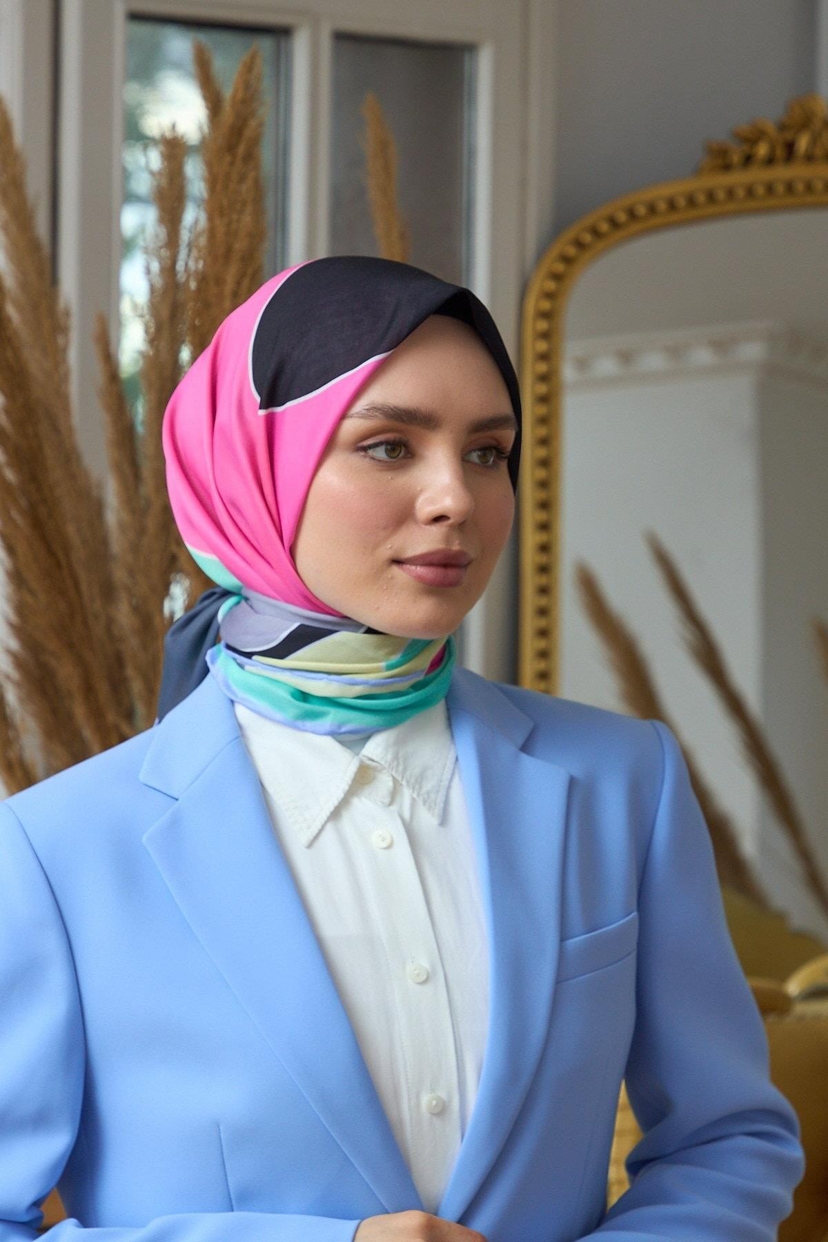 Yaz Işıltısı Koleksiyonu Soft Eşarp Siyah Su Yeşili 1190-14