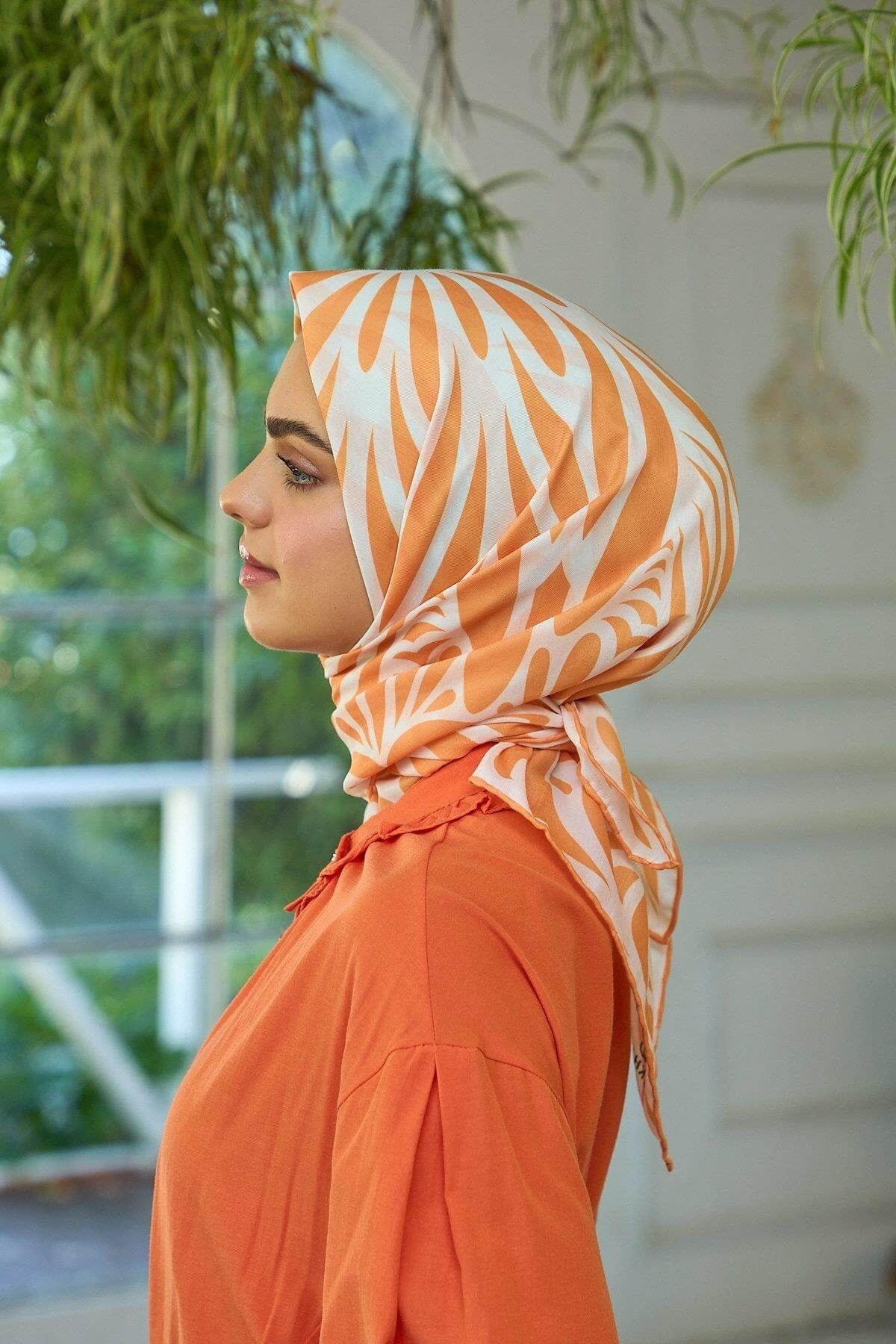Yaz Işıltısı Koleksiyonu Soft Eşarp Turuncu Krem 1184-01