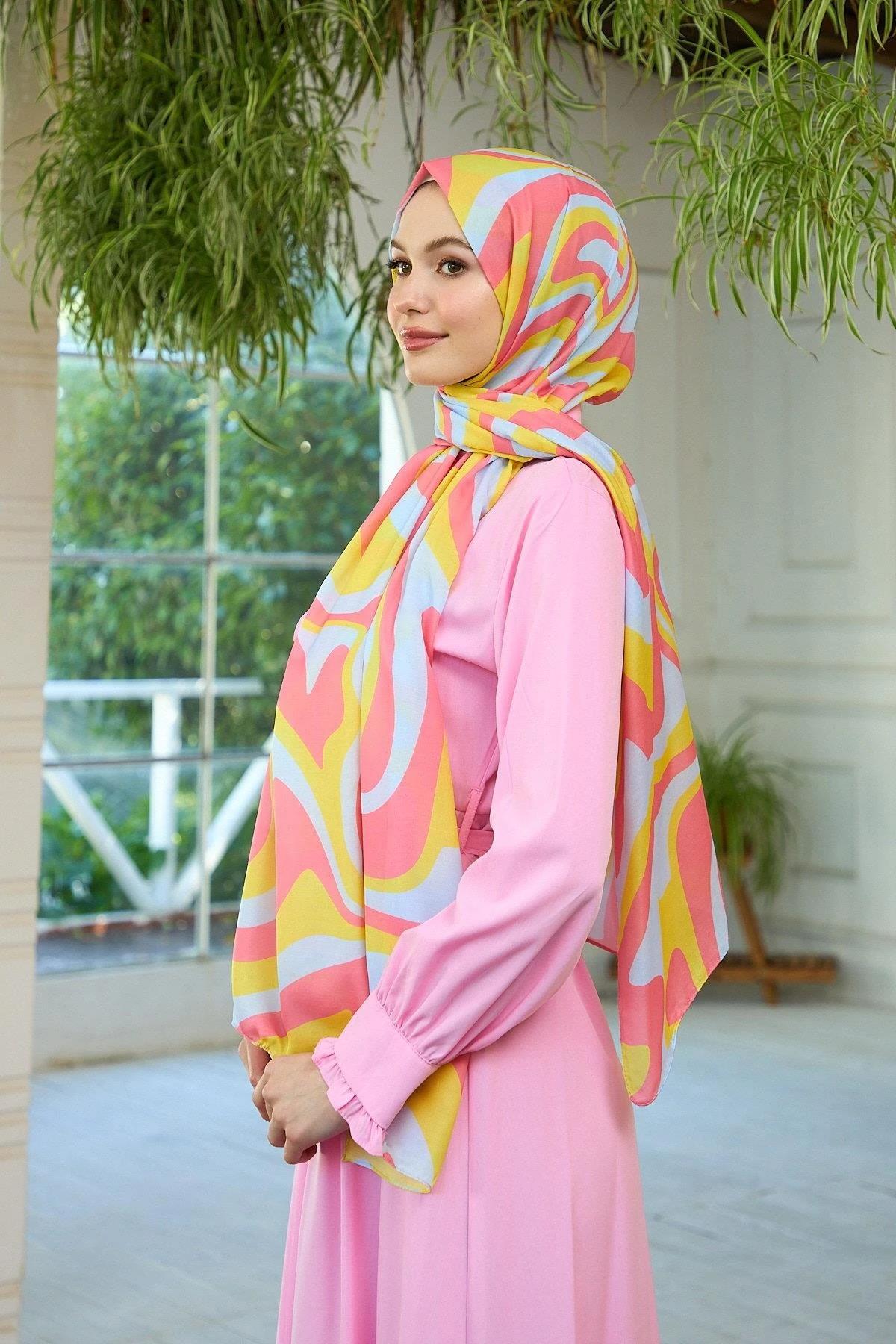 Yaz Işıltısı Koleksiyonu Soft Şal Pembe Turuncu 3044-11