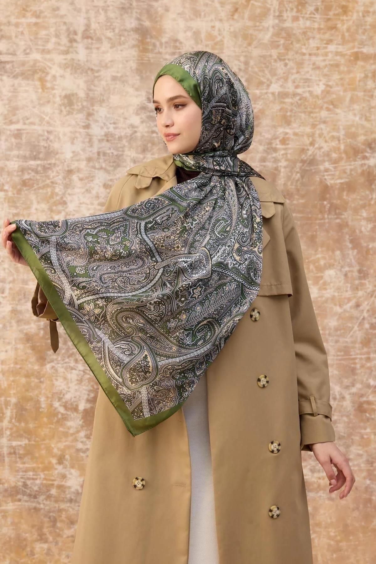 Yeşil Hint Vual Şal - 5003-03